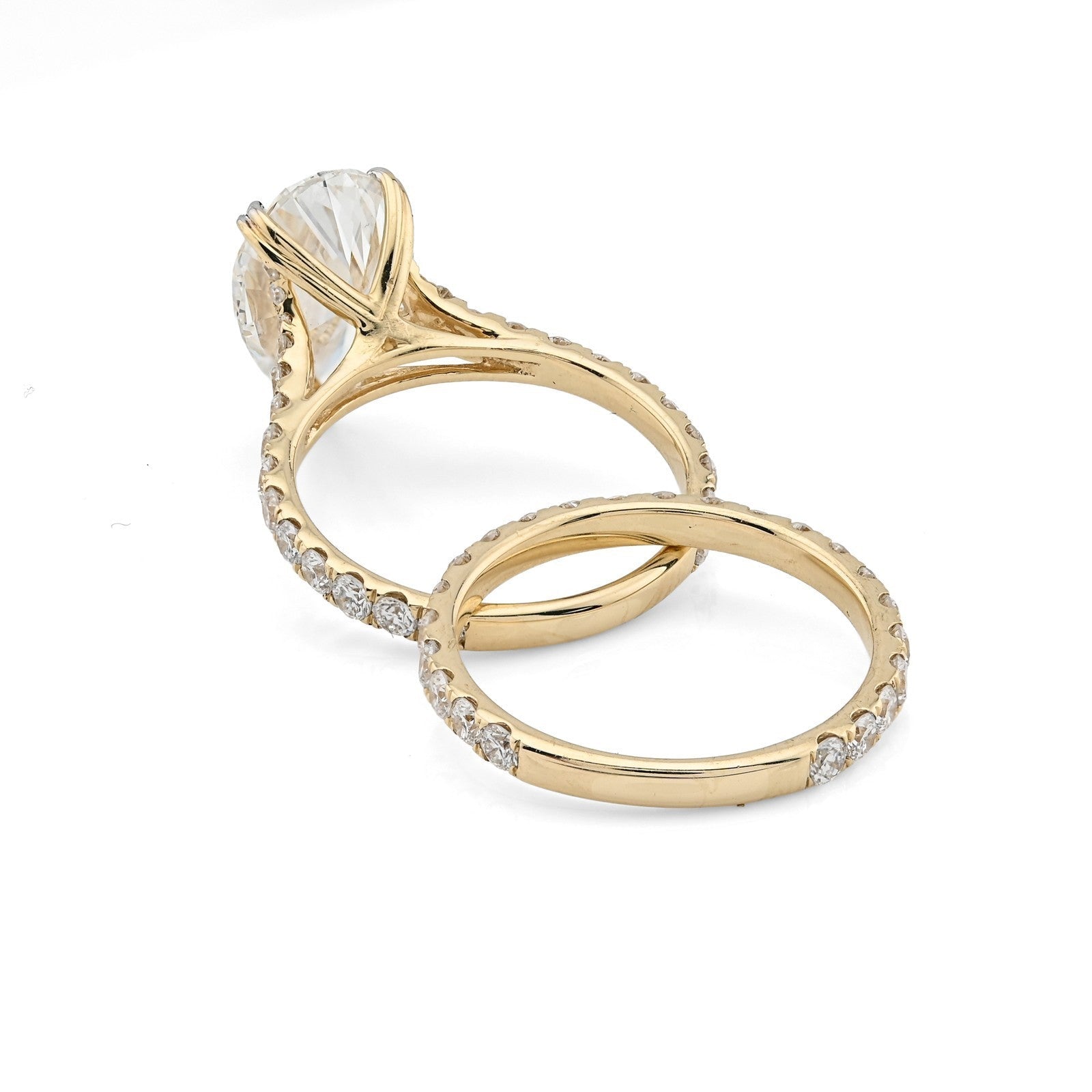 14k Yellow Gold 5.85CTW Pear - Shaped Lab Diamond Ring with Band 4.8gms For Womens - Elite Jewelers - Rings