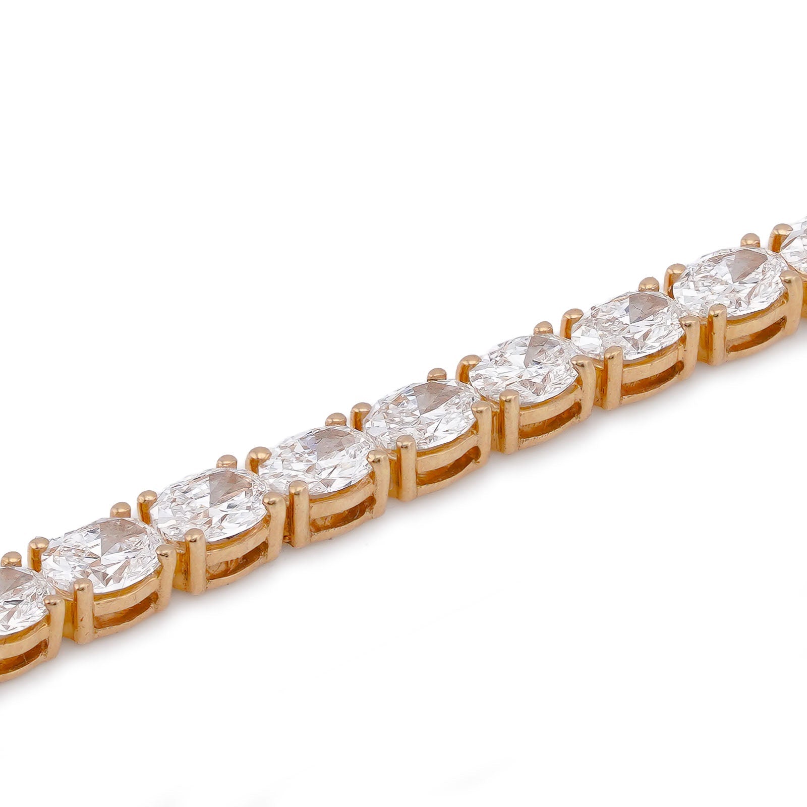 14K Yellow Gold 6.22CT Oval Solitaire Tennis Men Women lab Diamond Bracelet - Elite Jewelers-Bracelets