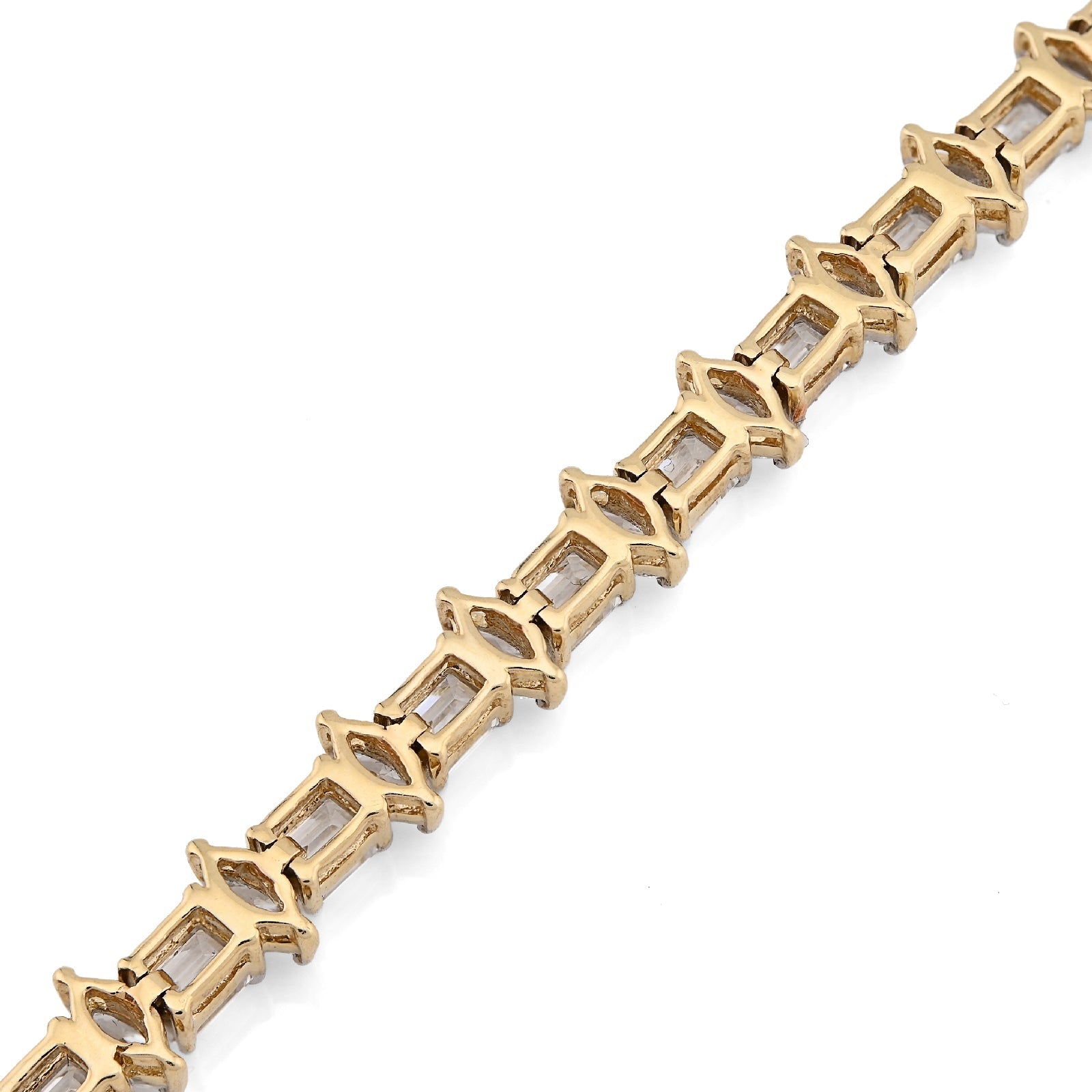 14K Yellow Gold 6.79CT Lab Diamond 7" Emerald/Marquee Solitare 5.5MM 10.3g Men Women Tennis Bracelet - Elite Jewelers - Bracelets