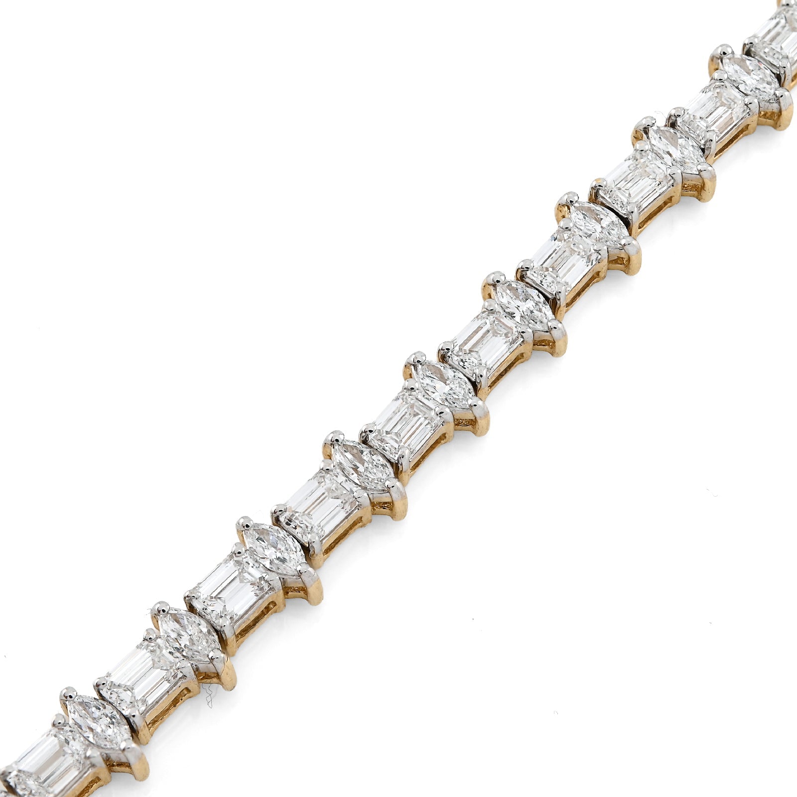 14K Yellow Gold 6.79CT Lab Diamond 7" Emerald/Marquee Solitare 5.5MM 10.3g Men Women Tennis Bracelet - Elite Jewelers - Bracelets