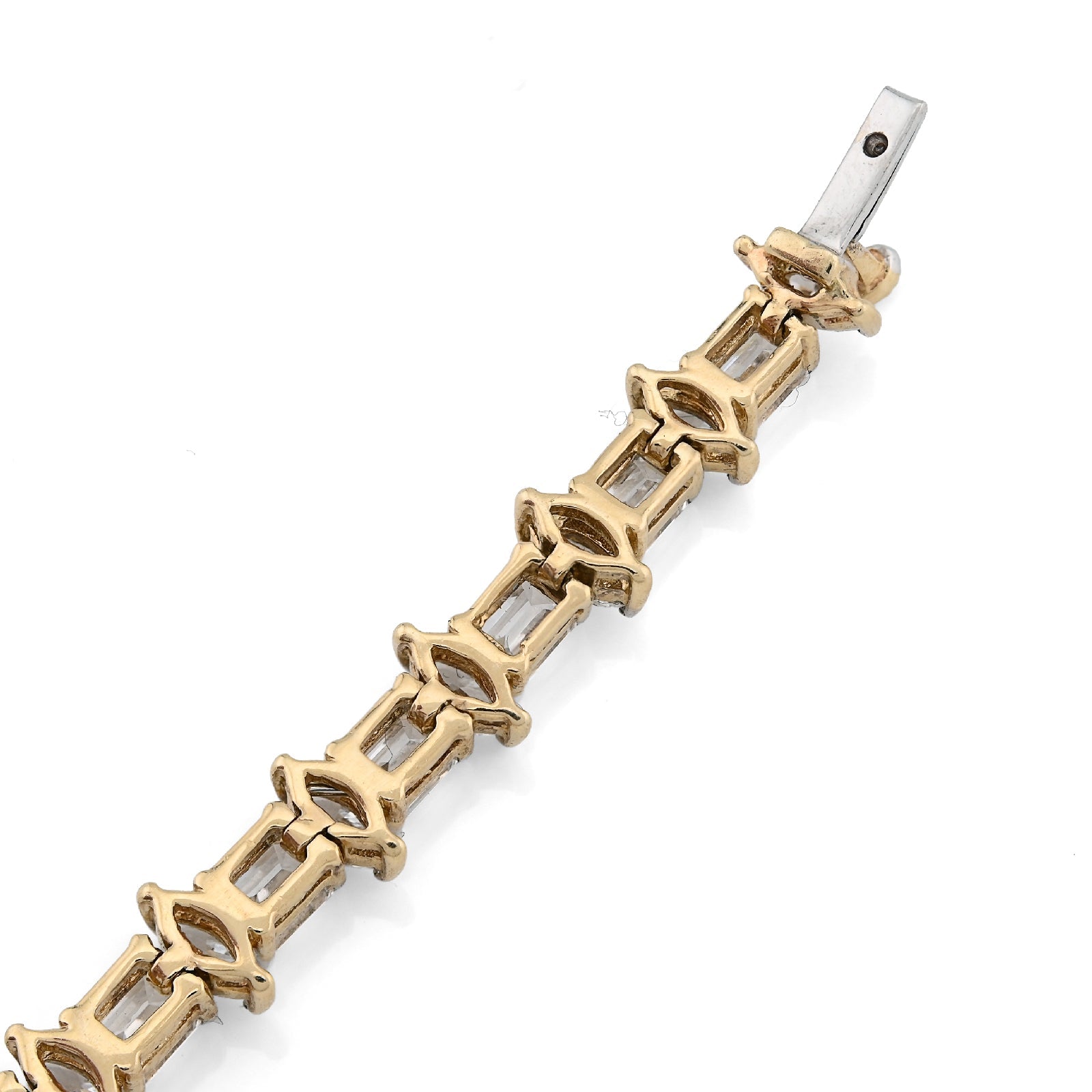 14K Yellow Gold 6.79CT Lab Diamond 7" Emerald/Marquee Solitare 5.5MM 10.3g Men Women Tennis Bracelet - Elite Jewelers - Bracelets