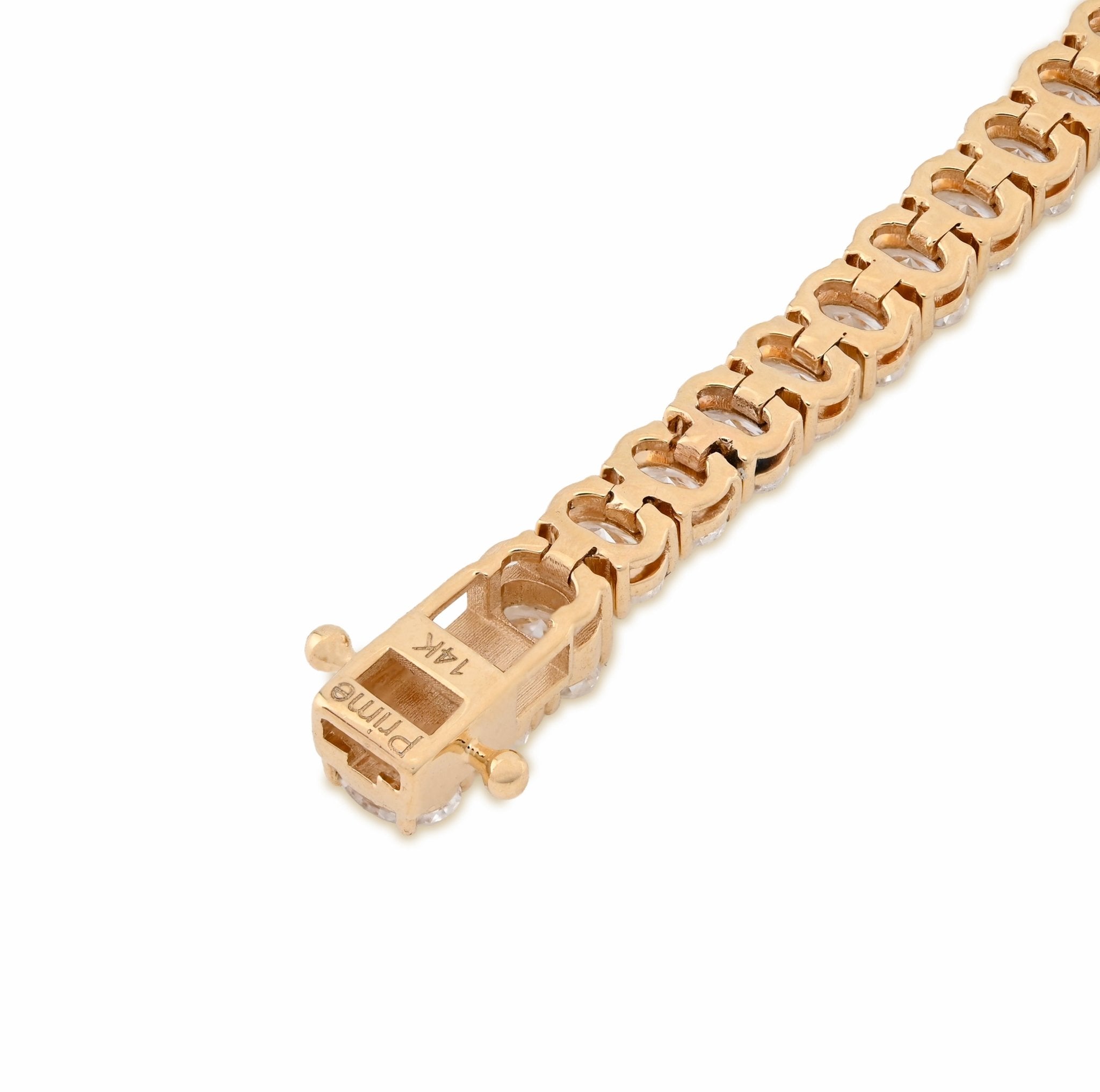 14K Yellow Gold 8.70CT Lab Oval Shape Diamond 7" 10.2g Men Women 4MM Tennis Bracelet - Elite Jewelers - Bracelets