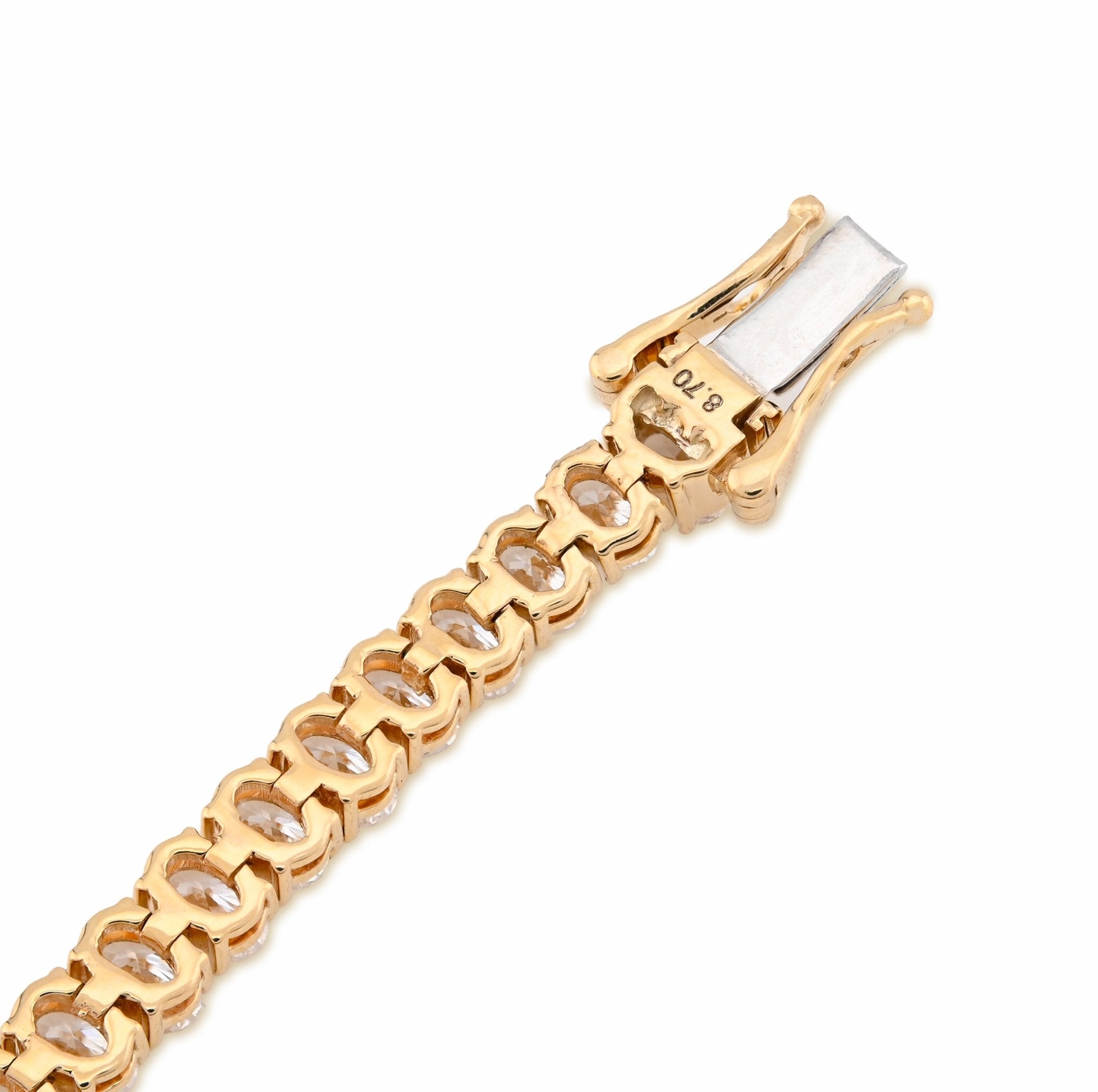 14K Yellow Gold 8.70CT Lab Oval Shape Diamond 7" 10.2g Men Women 4MM Tennis Bracelet - Elite Jewelers - Bracelets