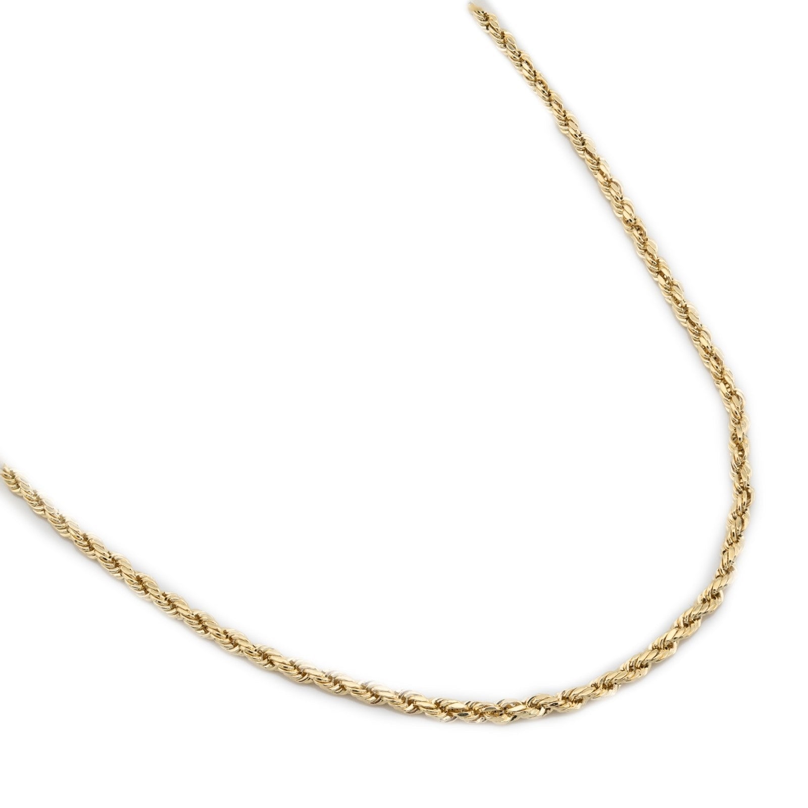 14k Yellow Gold Diamond Cut Rope Chain Necklace 1.5MM Mens Womens 20 Inch - Elite Jewelers - Necklaces & Chains