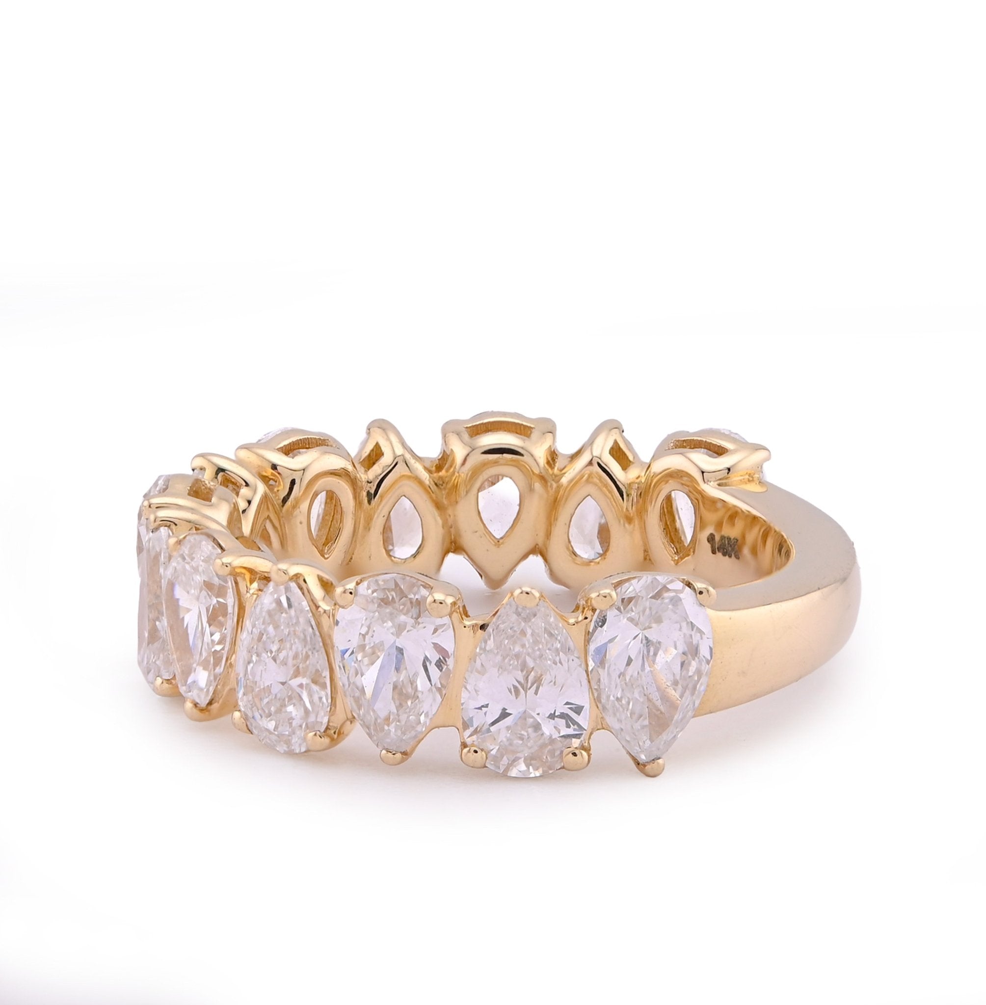 14K Yellow Gold Pear/Tear Drop Shape 3.75CT Lab Diamond Women Ring Band - Elite Jewelers - Rings