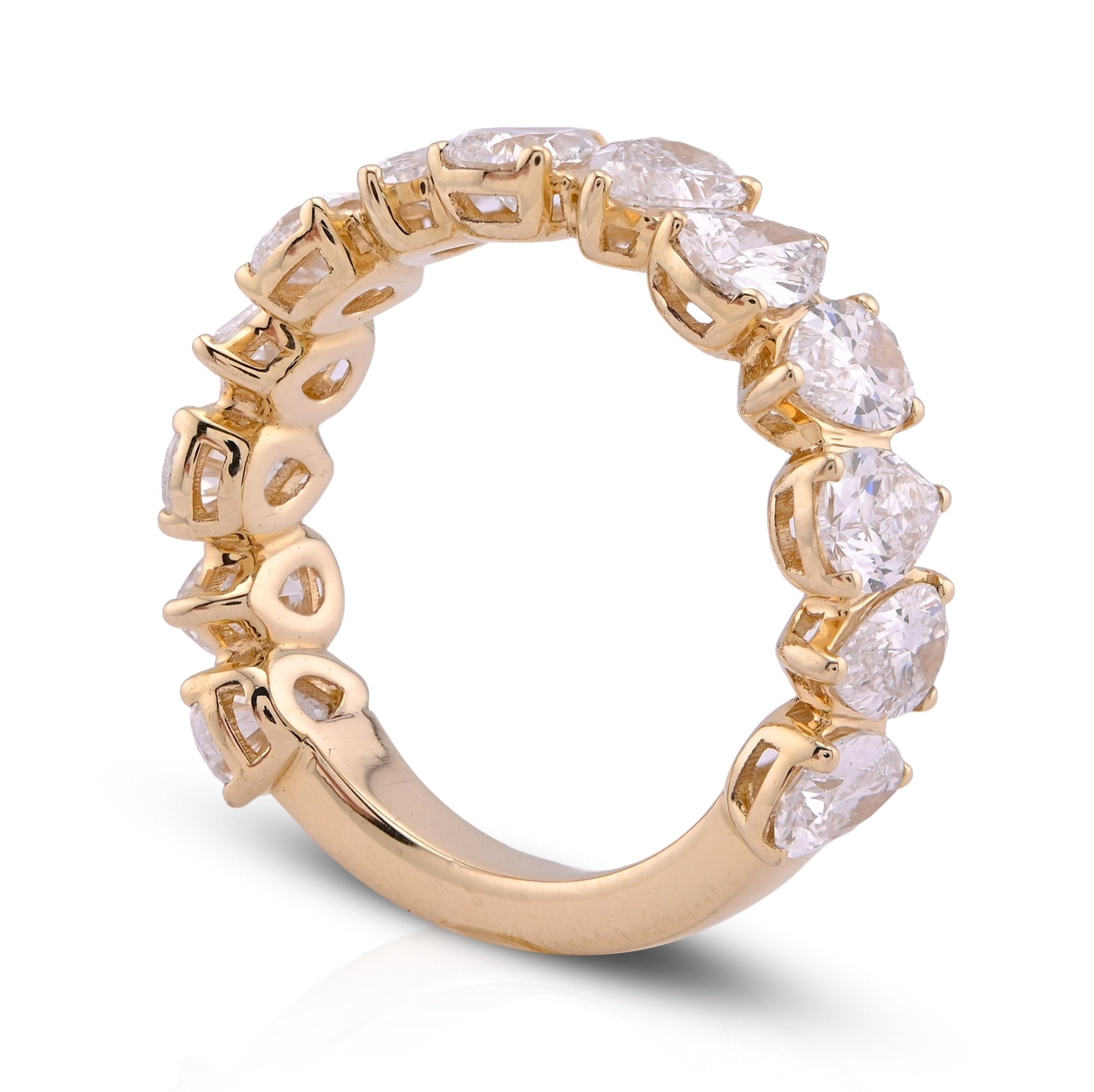 14K Yellow Gold Pear/Tear Drop Shape 3.75CT Lab Diamond Women Ring Band - Elite Jewelers - Rings