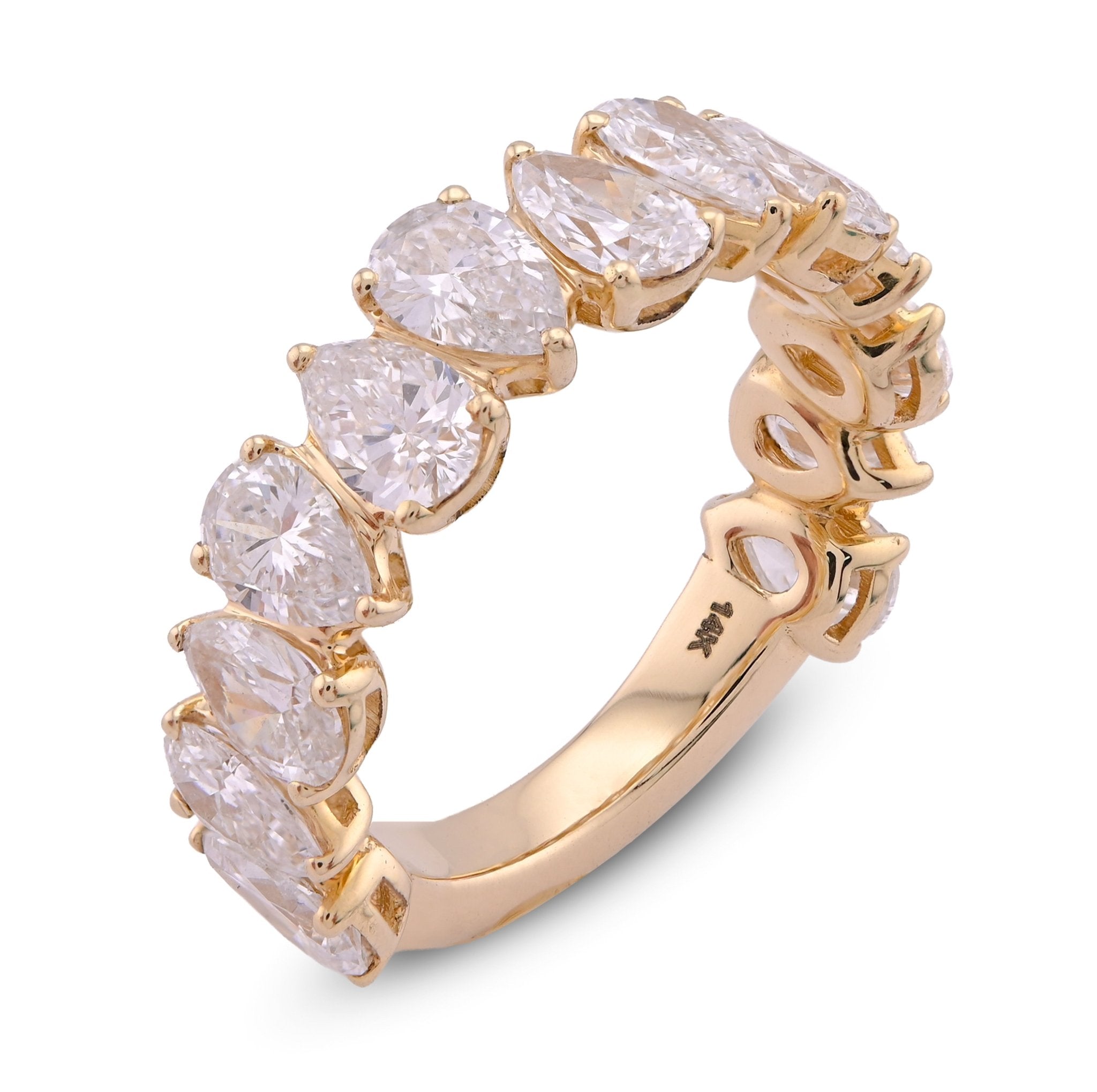 14K Yellow Gold Pear/Tear Drop Shape 3.75CT Lab Diamond Women Ring Band - Elite Jewelers - Rings