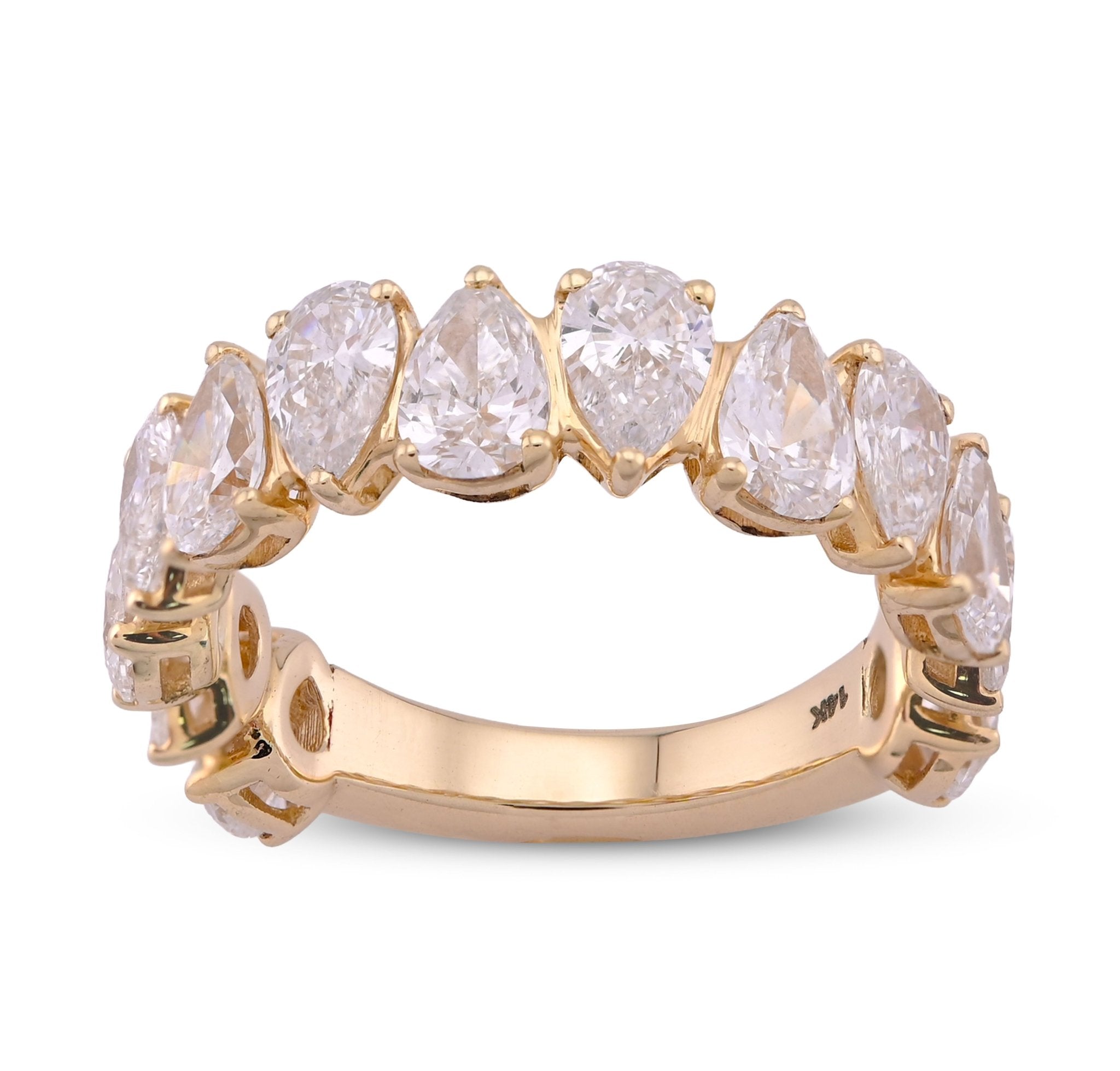 14K Yellow Gold Pear/Tear Drop Shape 3.75CT Lab Diamond Women Ring Band - Elite Jewelers - Rings