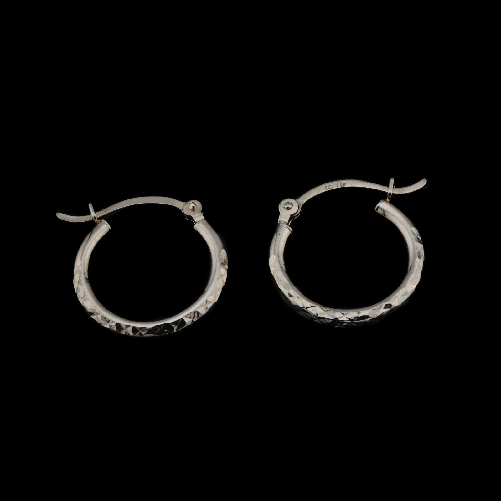 14k Yellow Gold Round Endless Round Hoop Diamond Cut Engraved Textured Earring - Elite Jewelers - Earrings