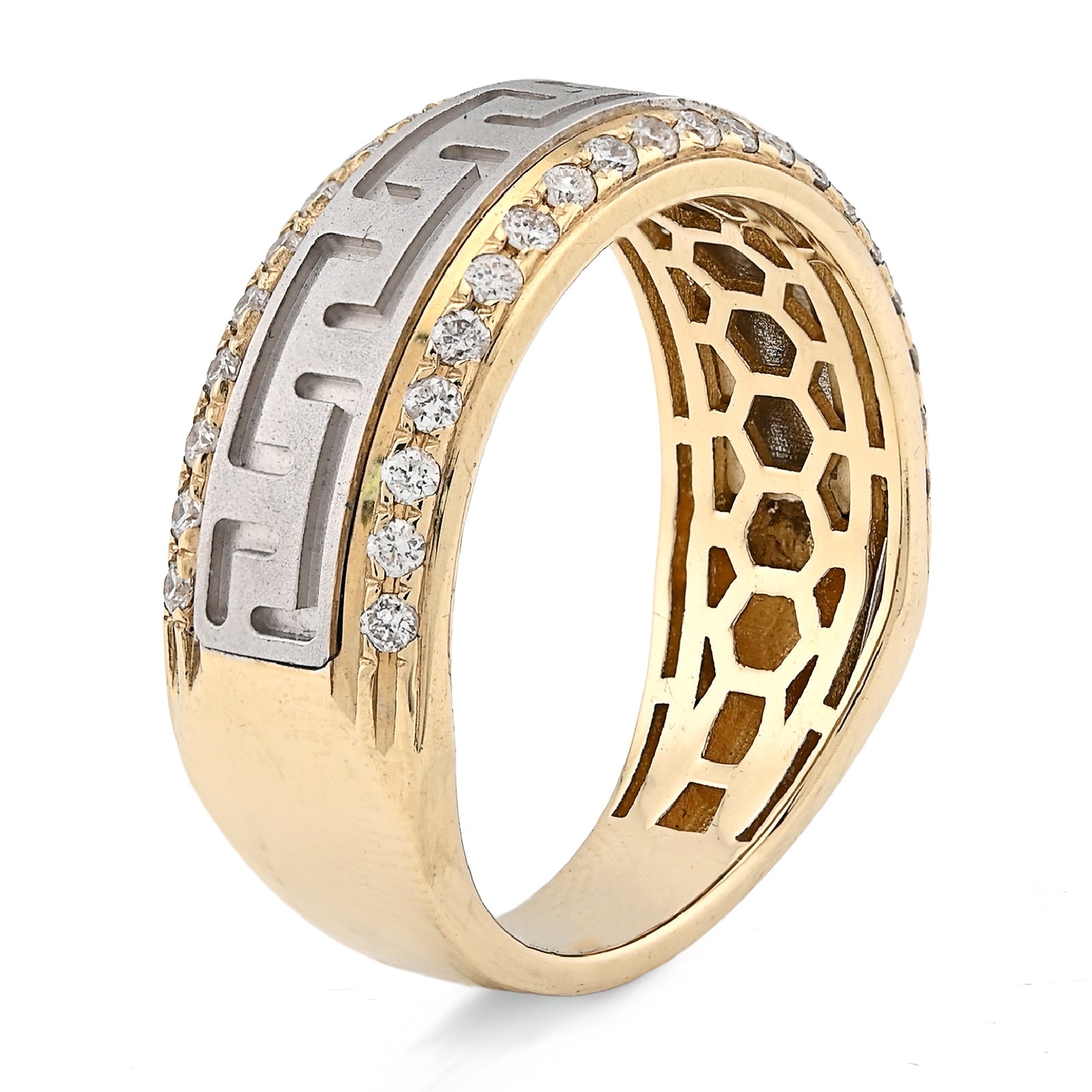 14K Yellow Gold Side Edges 0.50CT Natural Diamond Centre Design Men Band - Elite Jewelers - Rings