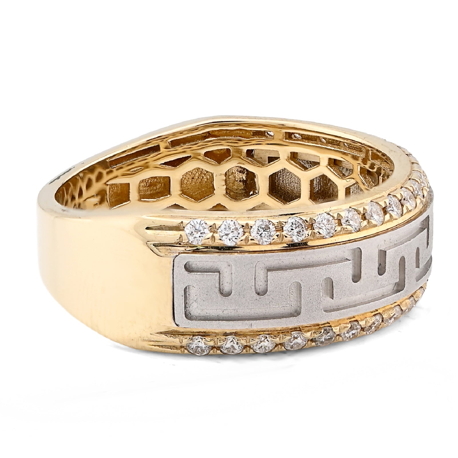 14K Yellow Gold Side Edges 0.50CT Natural Diamond Centre Design Men Band - Elite Jewelers - Rings