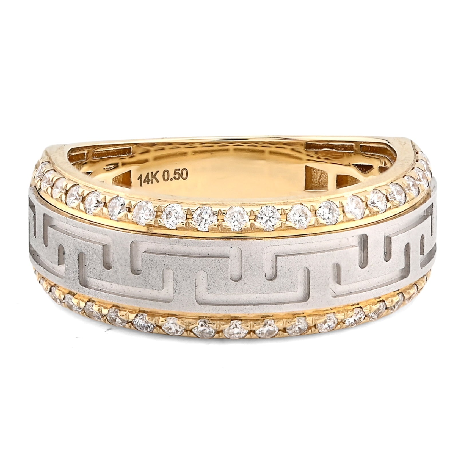 14K Yellow Gold Side Edges 0.50CT Natural Diamond Centre Design Men Band - Elite Jewelers - Rings