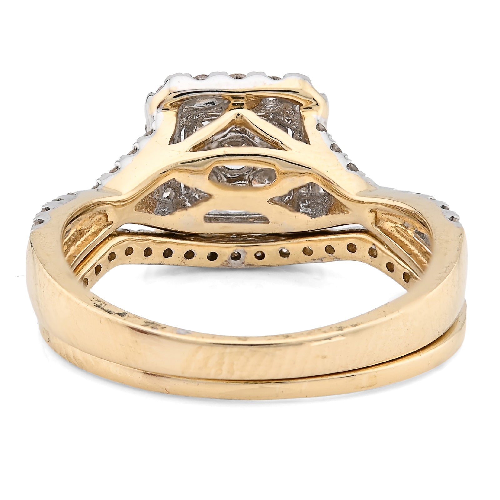 14K Yellow/White Gold 1.02CT Natural Diamond Bridal Set Square Women Band Ring - Elite Jewelers - Rings