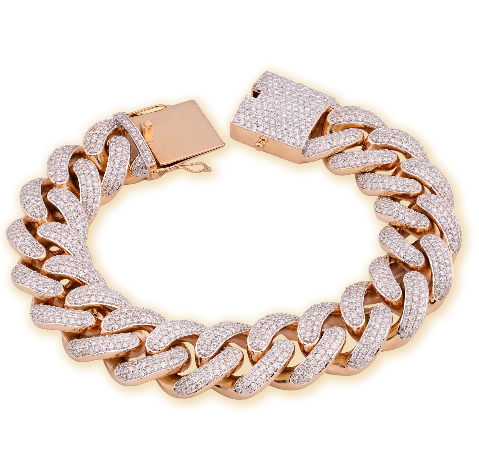 18MM 18k Yellow Gold 258.6gm 18CTW Natural Diamond 8In Puff Miami Cuban Bracelet - Elite Jewelers - Bracelets