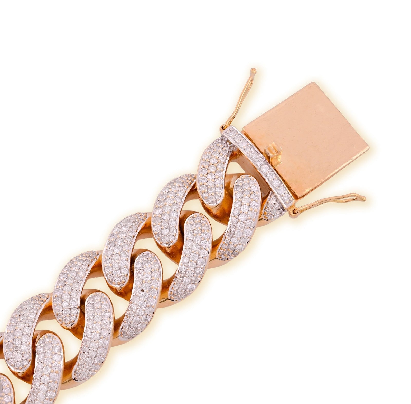 18MM 18k Yellow Gold 258.6gm 18CTW Natural Diamond 8In Puff Miami Cuban Bracelet - Elite Jewelers - Bracelets