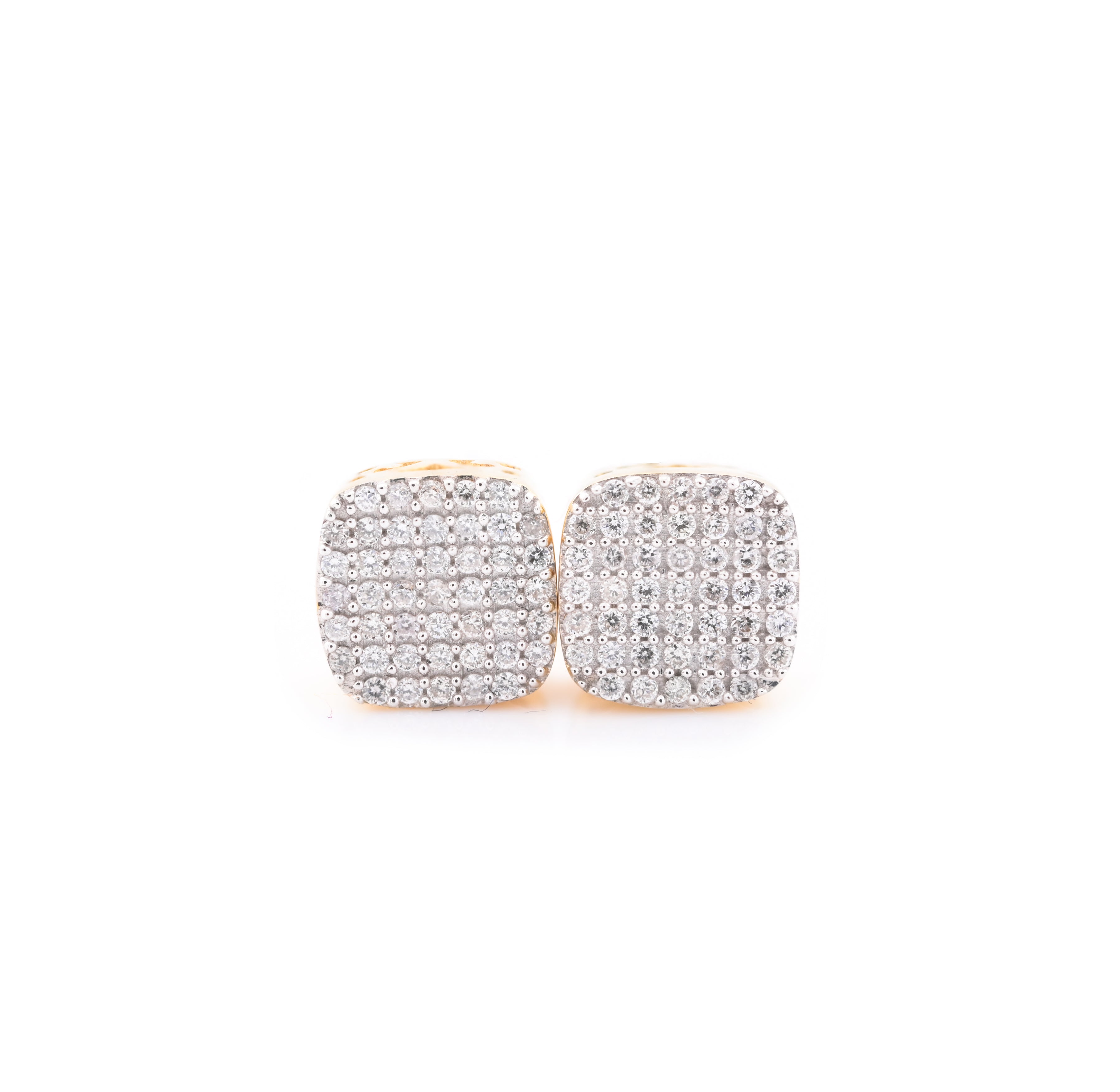 10k Yellow Gold Square Pave 0.22CT Diamond Stud Earrings