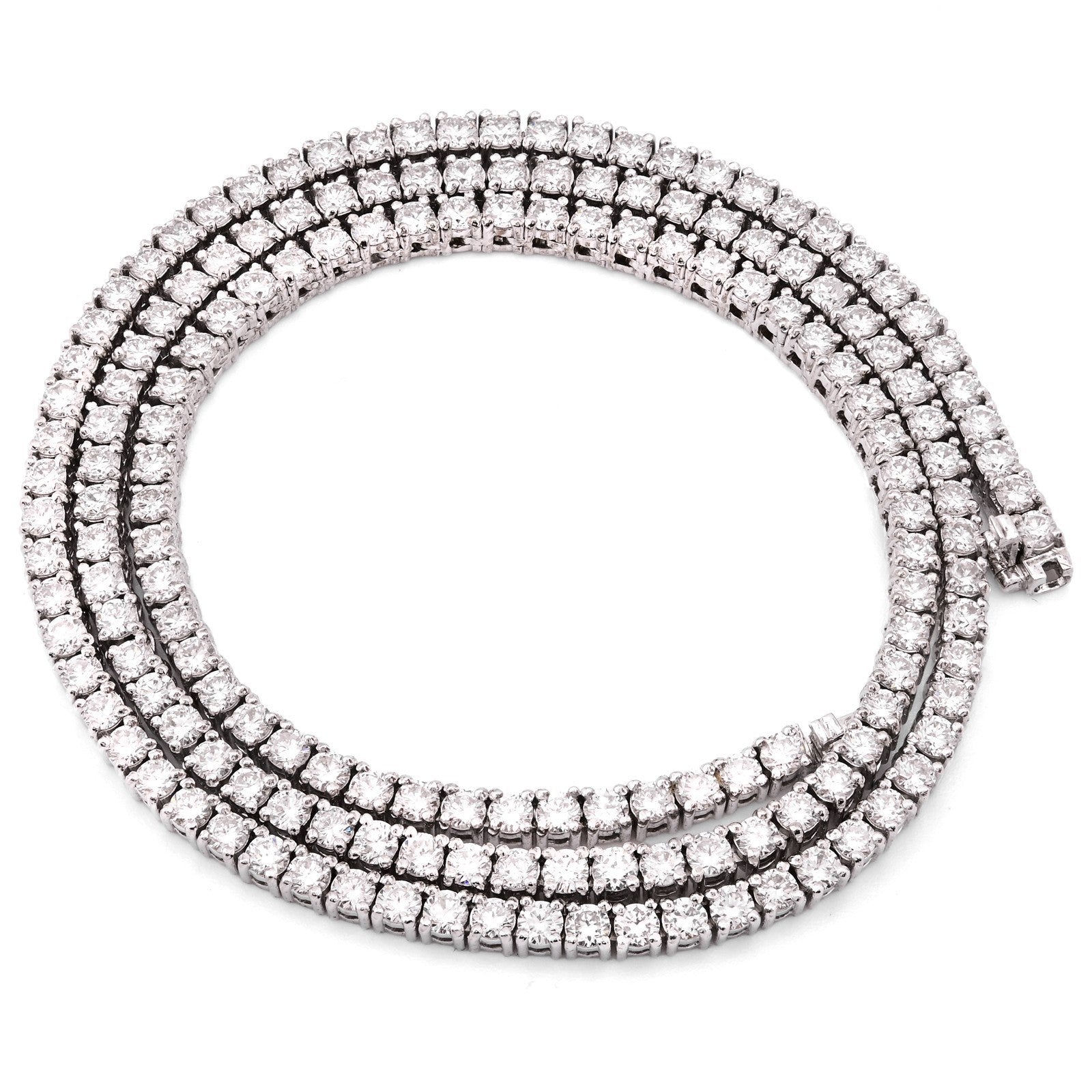 2.7MM 925 Sterling Silver 9 CTW Lab Diamond Tennis Chain 16 Inch 18.2gm Necklace - Elite Jewelers - Necklaces & Chains