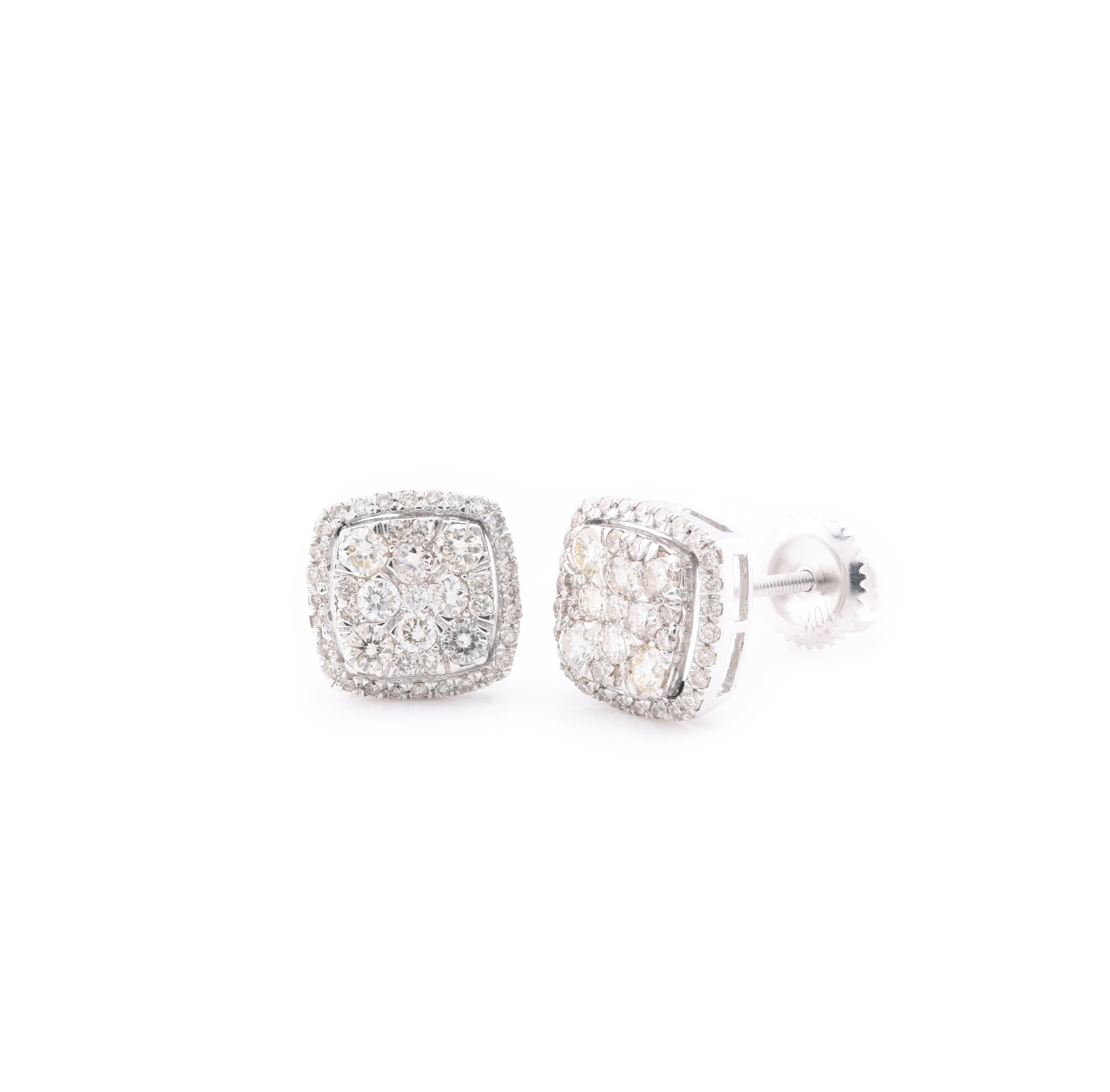 10k White Gold 0.76CT Diamond Stud Earrings