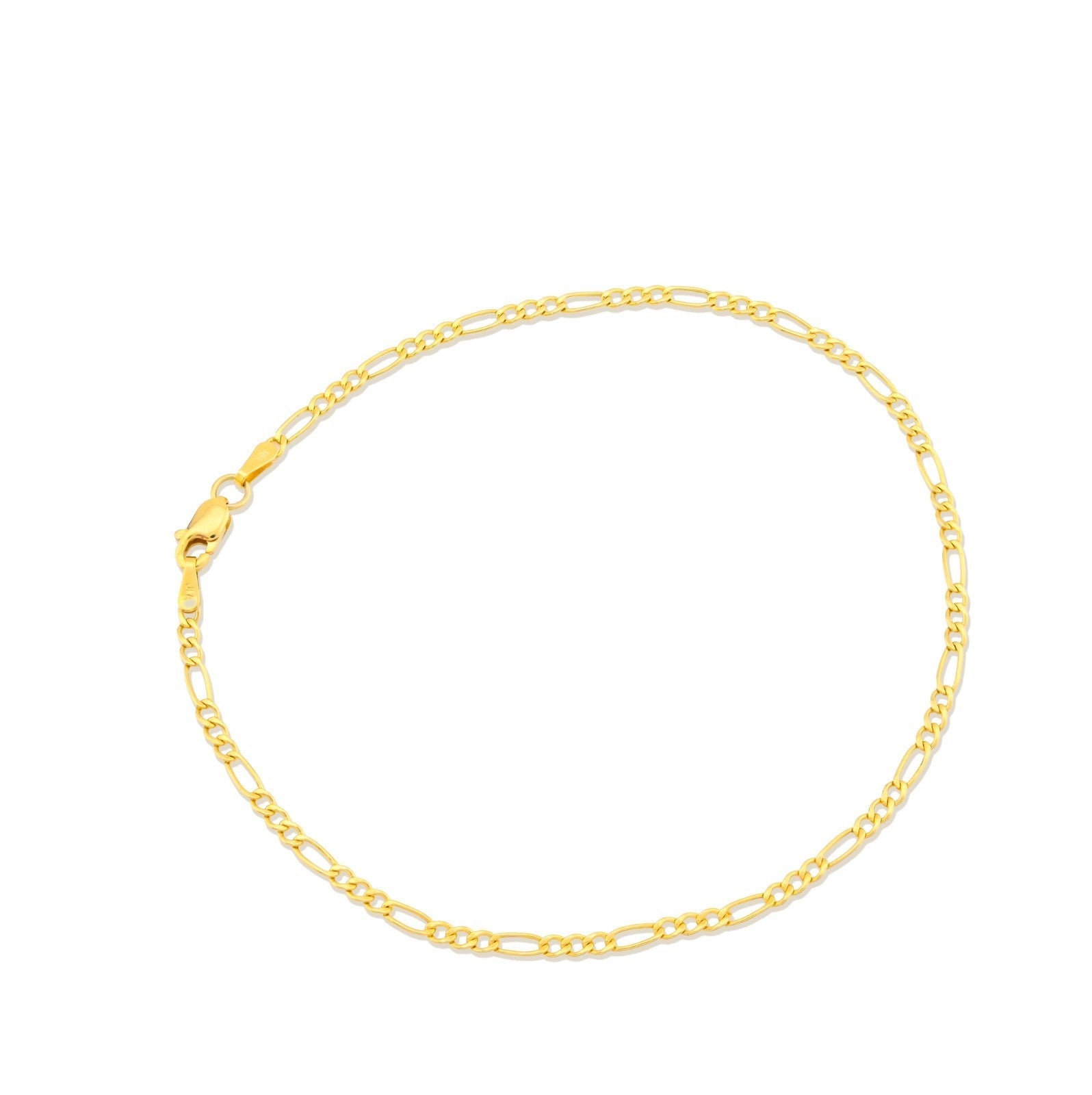 2MM 10k Yellow Gold 0.7gms Figaro Link Bracelet 8 Inch Armlet For Unisex Adults - Elite Jewelers - Bracelets