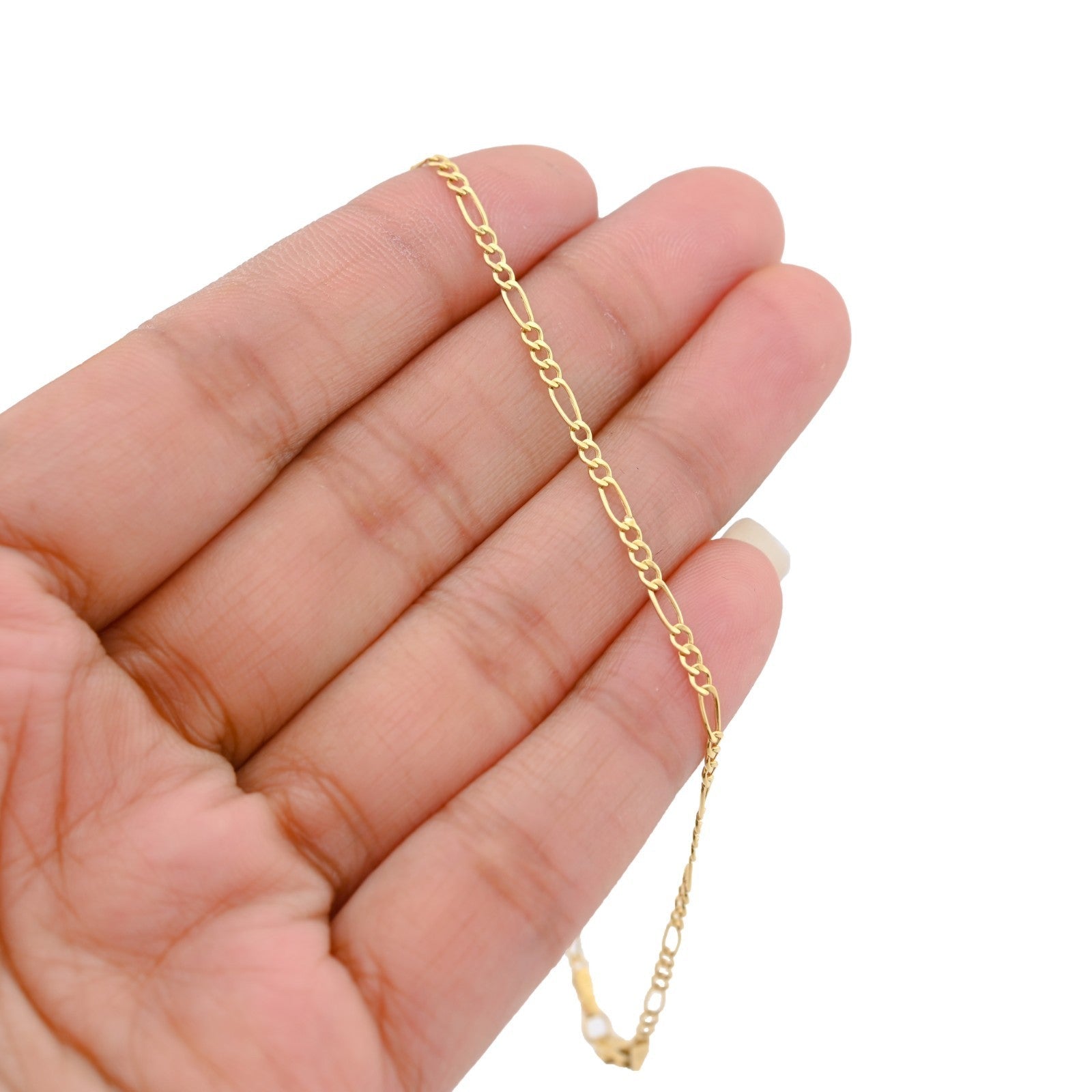 2MM 10k Yellow Gold 0.7gms Figaro Link Bracelet 8 Inch Armlet For Unisex Adults - Elite Jewelers - Bracelets