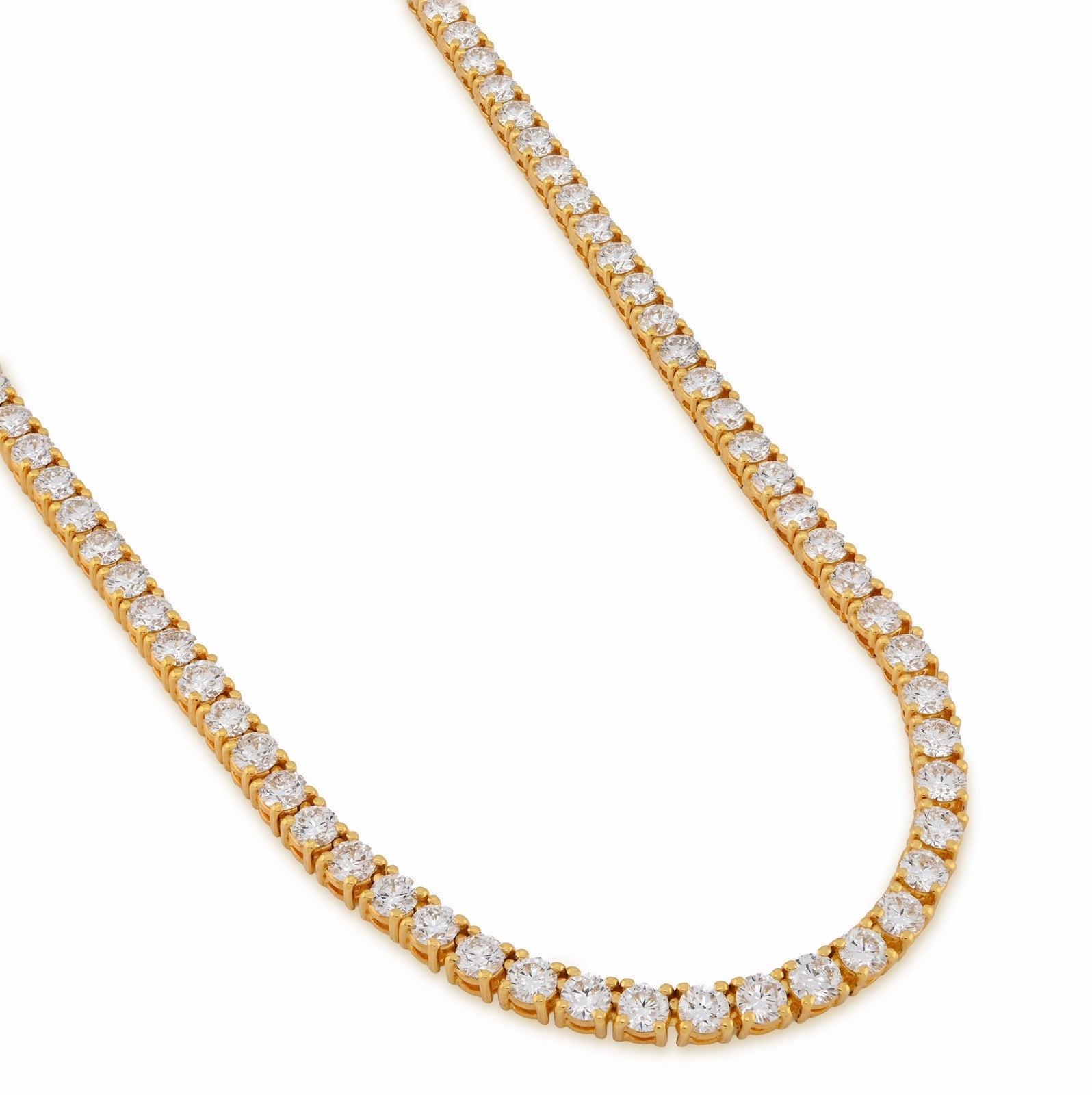 3.5MM 10k Yellow Gold 25.8CTW Lab Diamond Tennis Chain 35.1gm 22 Inches Necklace - Elite Jewelers - Necklaces