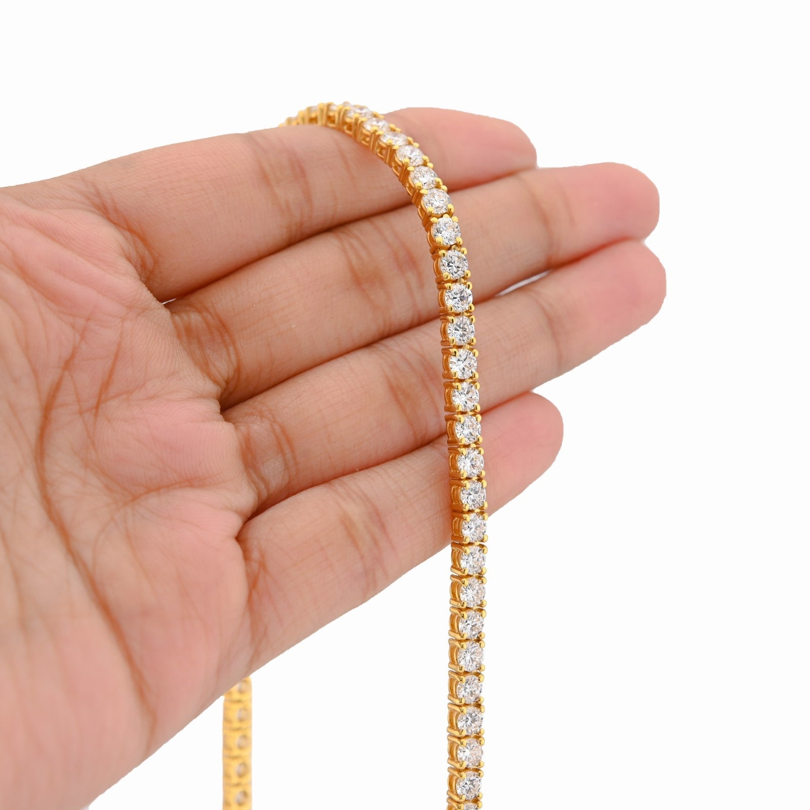 3.5MM 10k Yellow Gold 25.8CTW Lab Diamond Tennis Chain 35.1gm 22 Inches Necklace - Elite Jewelers - Necklaces