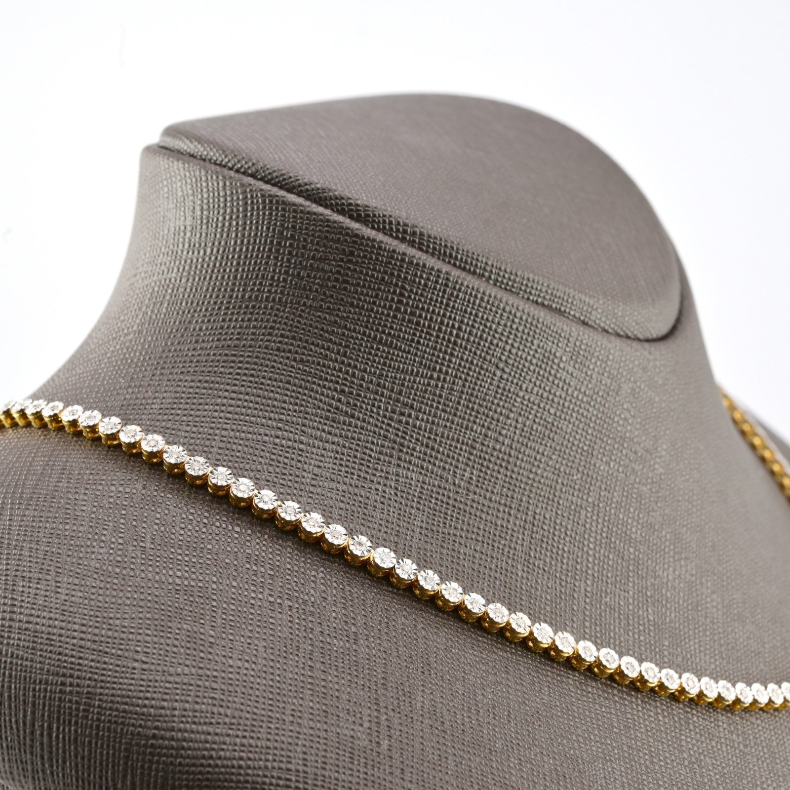 3MM 10k Yellow Gold 1.99CTW Natural Diamond Tennis Chain 18.6g 18 Inch Necklace - Elite Jewelers - Necklaces & Chains