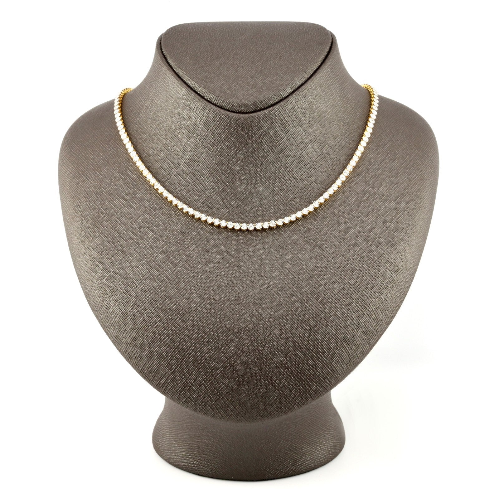 3MM 10k Yellow Gold 1.99CTW Natural Diamond Tennis Chain 18.6g 18 Inch Necklace - Elite Jewelers - Necklaces & Chains