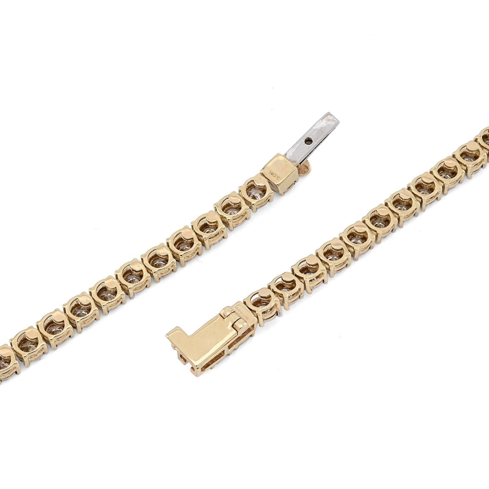 3MM 10k Yellow Gold 9.50CTW Natural Diamond 24gm Illusion Tennis Chain Necklace - Elite Jewelers - Necklaces & Chains