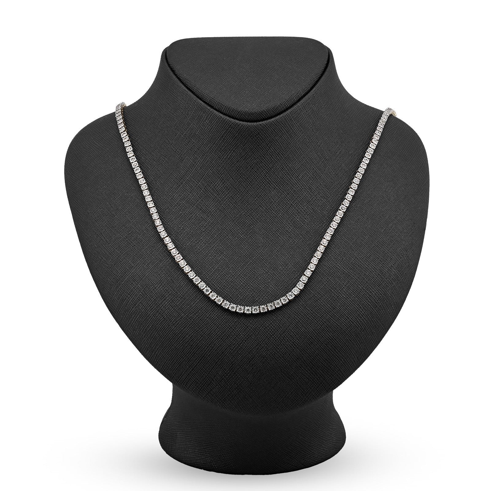 3MM 10k Yellow Gold 9.50CTW Natural Diamond 24gm Illusion Tennis Chain Necklace - Elite Jewelers - Necklaces & Chains