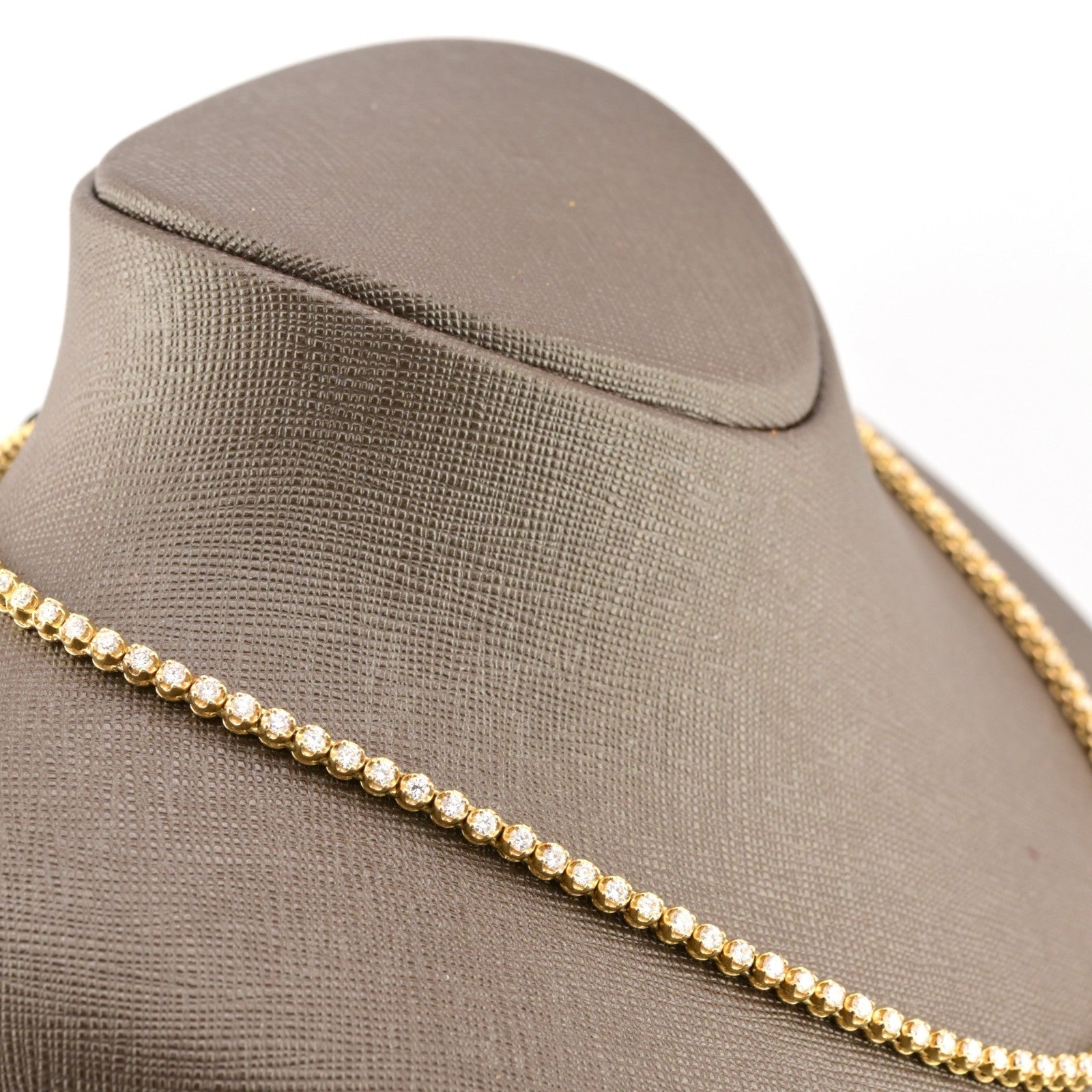 3MM 10k Yellow Gold 9CTW Diamond Tennis Solitaire Chain 29.4g 23 Inches Necklace - Elite Jewelers - Necklaces & Chains