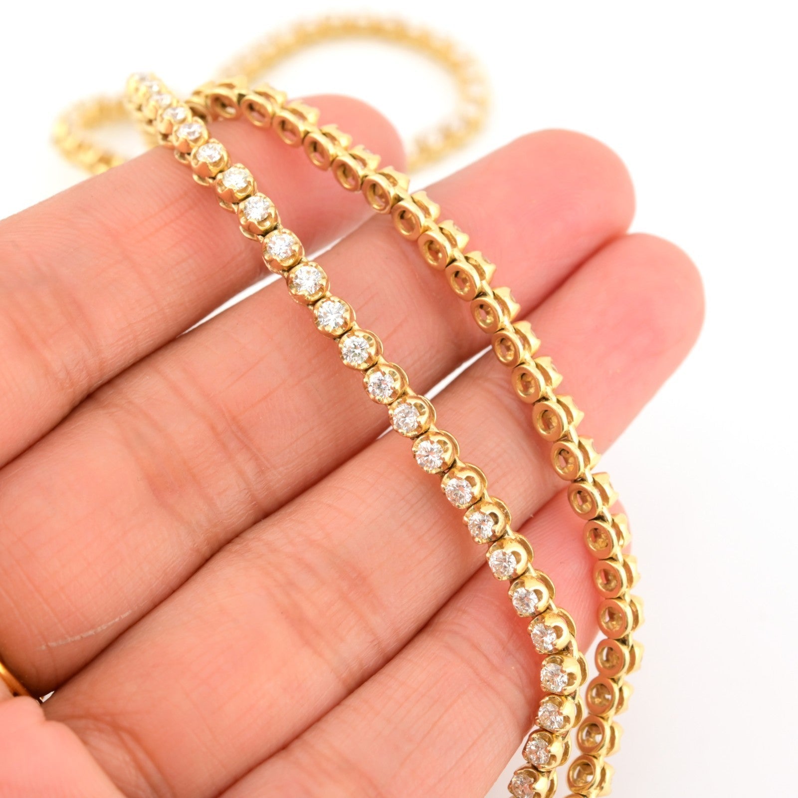 3MM 10k Yellow Gold 9CTW Diamond Tennis Solitaire Chain 29.4g 23 Inches Necklace - Elite Jewelers - Necklaces & Chains