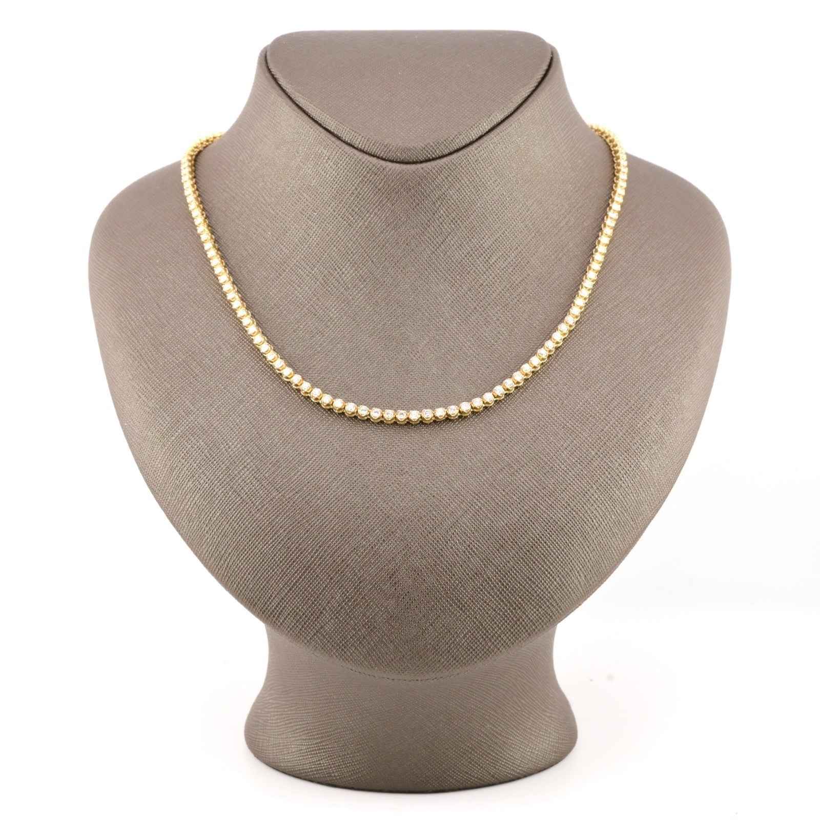 3MM 10k Yellow Gold 9CTW Diamond Tennis Solitaire Chain 29.4g 23 Inches Necklace - Elite Jewelers - Necklaces & Chains