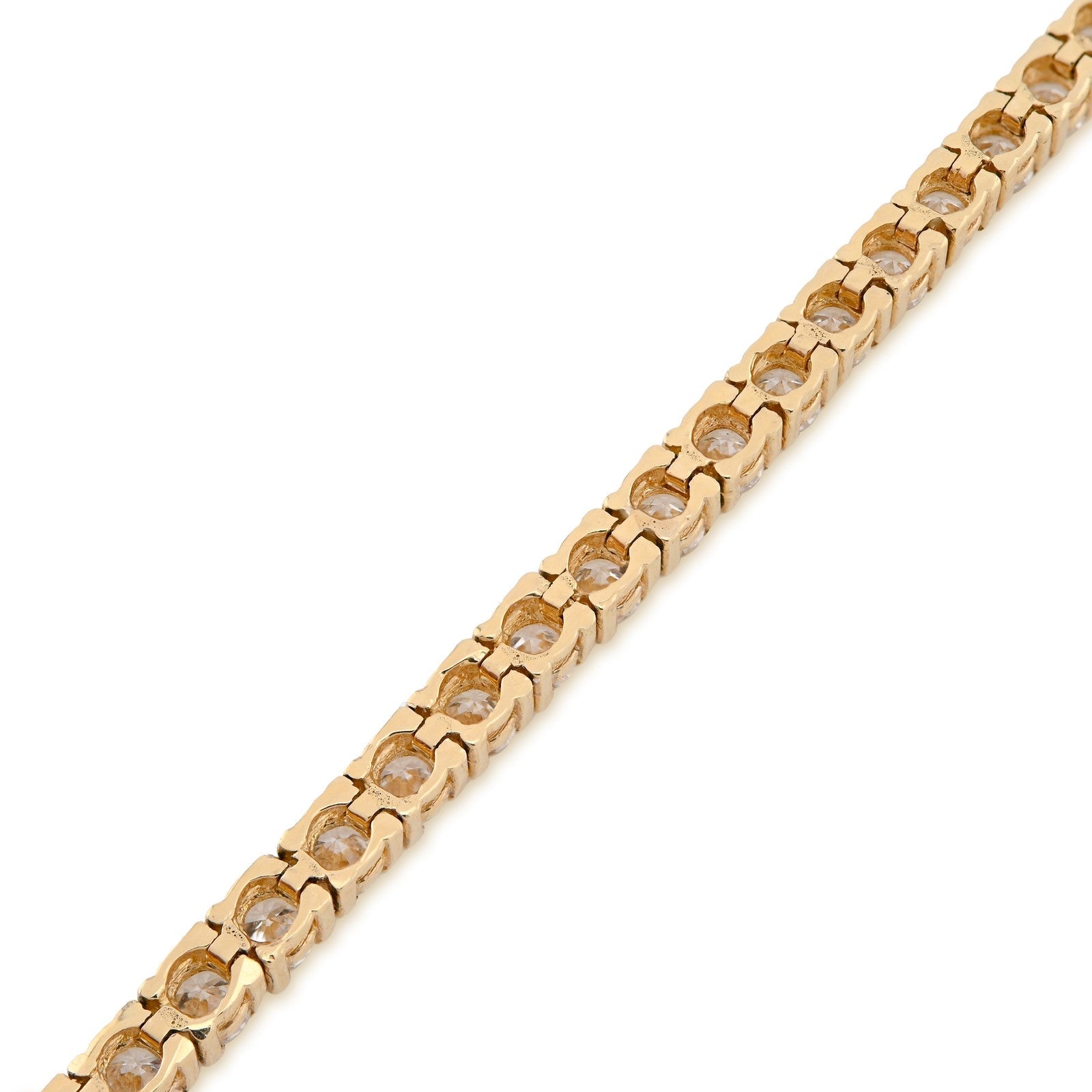 3MM 14k Real Yellow Gold 9.7gms 5CTW Lab Diamond Tennis Bracelet 7 Inches Armlet - Elite Jewelers - Bracelets