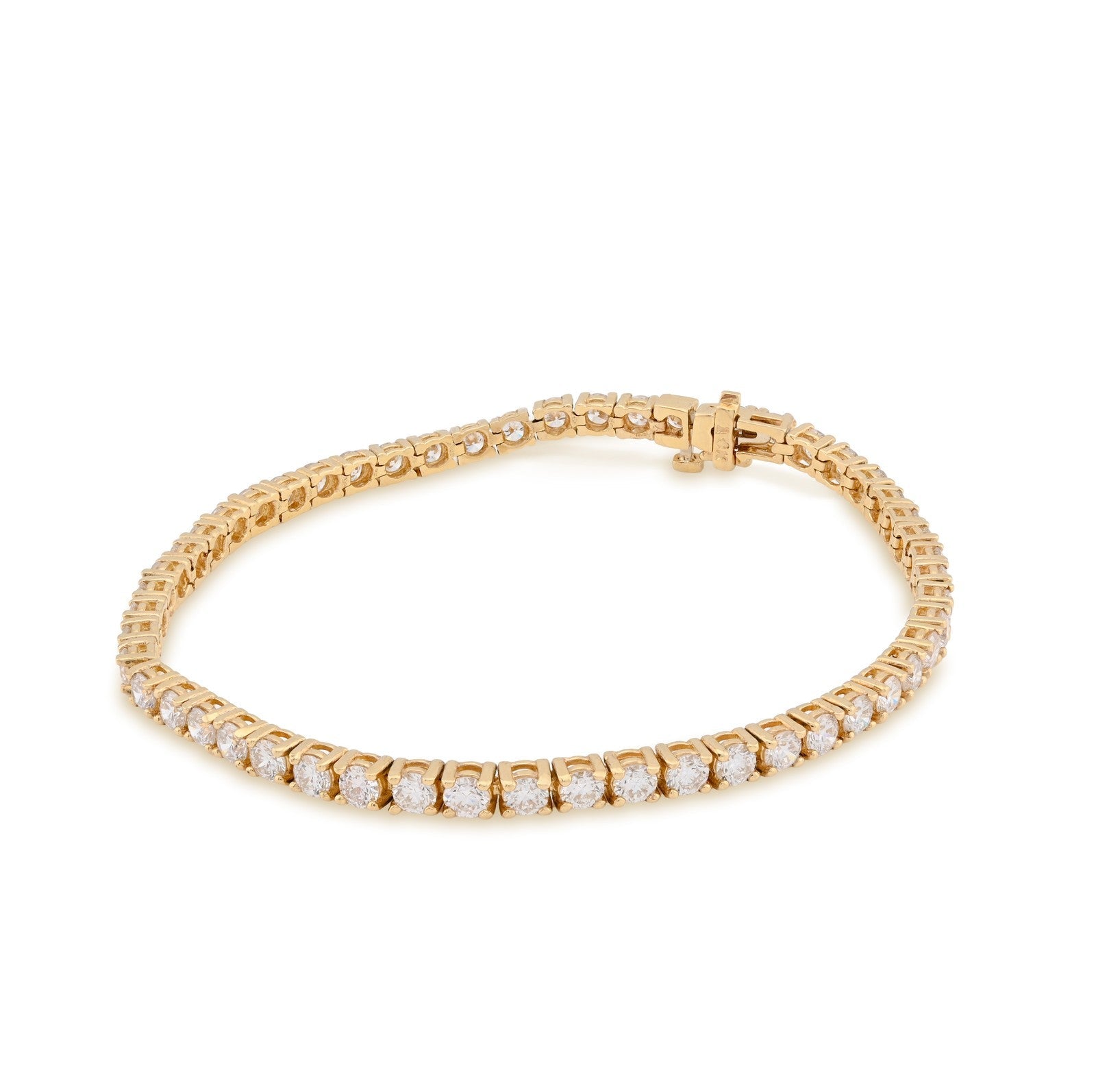 3MM 14k Real Yellow Gold 9.7gms 5CTW Lab Diamond Tennis Bracelet 7 Inches Armlet - Elite Jewelers - Bracelets