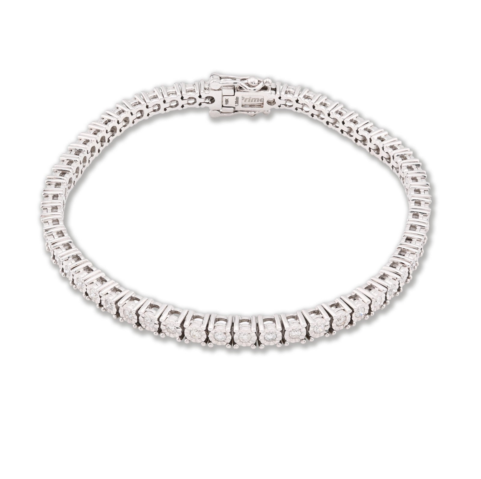 4MM 10k White Gold 15.8g 1.26CTW Natural Diamond Illusion Tennis Bracelet 8 Inch - Elite Jewelers - Bracelets