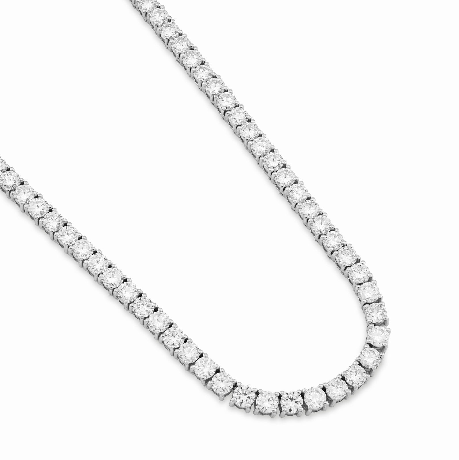 4MM 10k White Gold 29.32CTW Lab Diamond Tennis Chain 31.5gms 22 Inches Necklace - Elite Jewelers - Necklaces