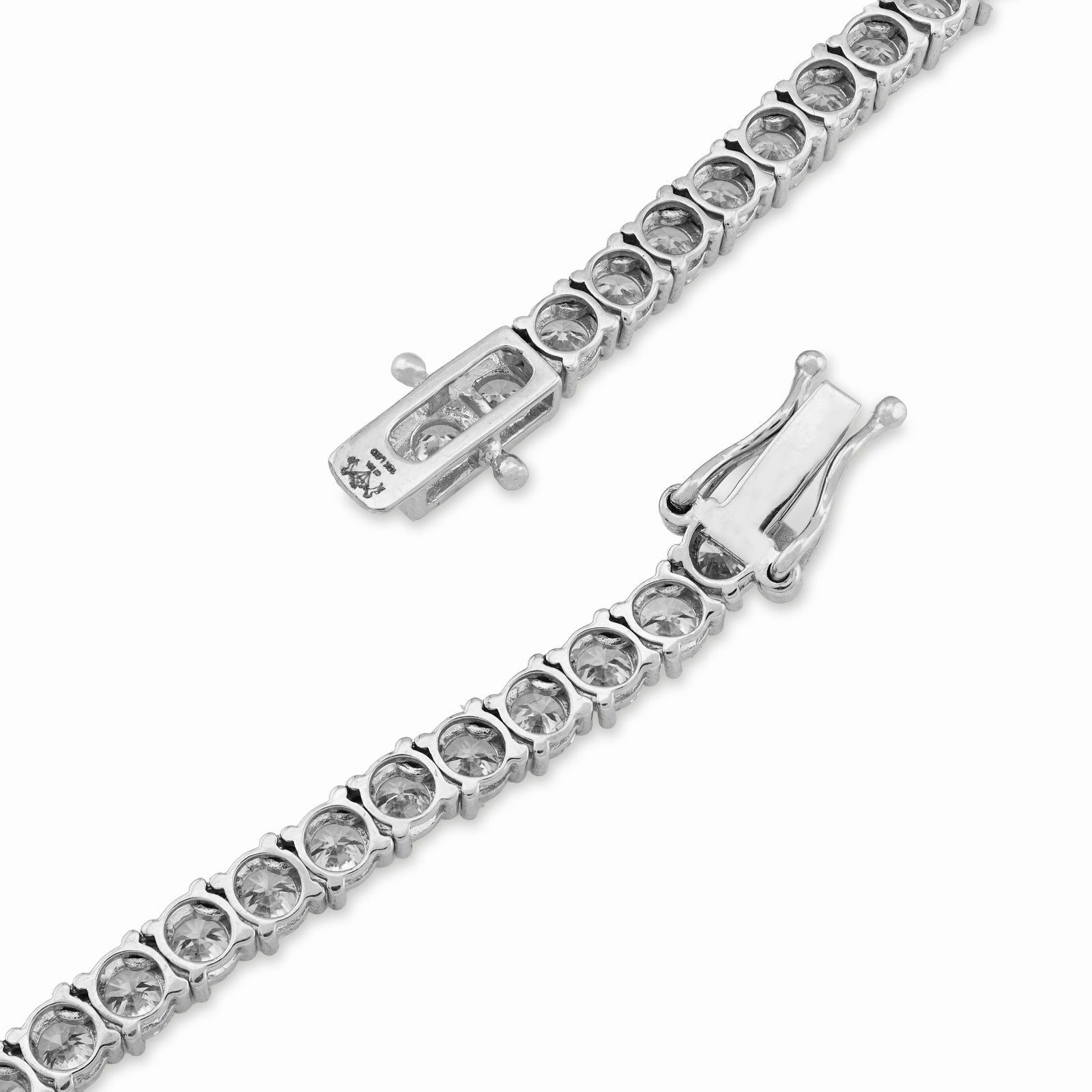 4MM 10k White Gold 29.32CTW Lab Diamond Tennis Chain 31.5gms 22 Inches Necklace - Elite Jewelers - Necklaces