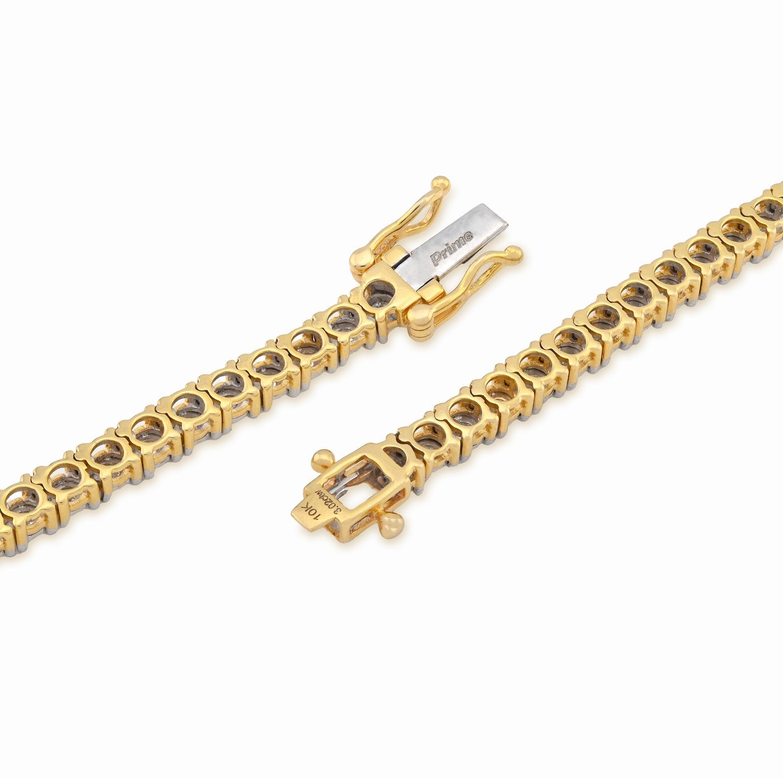 4MM 10k Yellow Gold 3.02CTW Natural Diamond Tennis Chain 33.9gm 20 Inch Necklace - Elite Jewelers - Necklaces