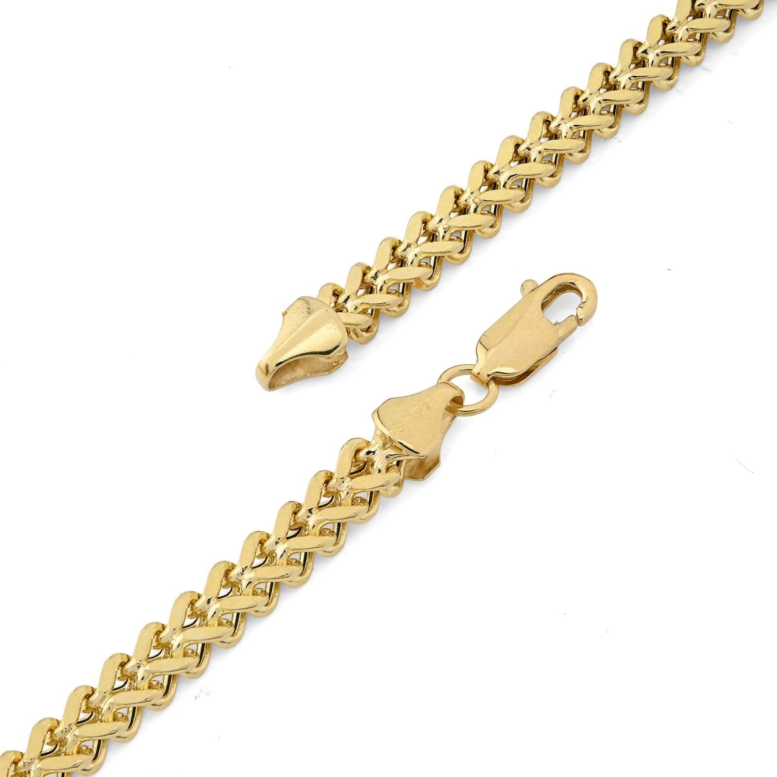 4MM Franco Chain Real 1/10th 10k Yellow Gold Bonded 925 Silver 18 Inch Neckalce - Elite Jewelers - Necklaces & Chains