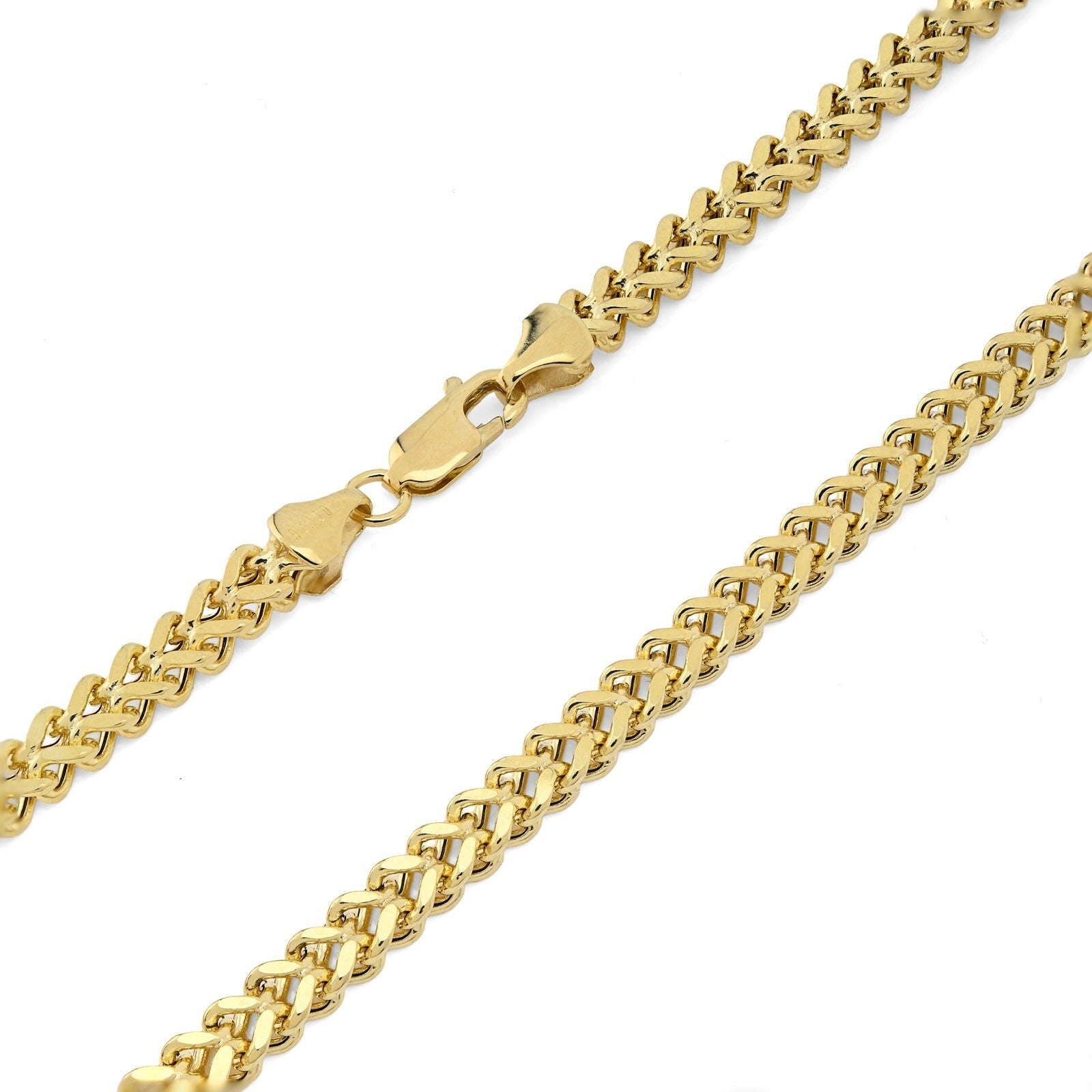 4MM Franco Chain Real 1/10th 10k Yellow Gold Bonded 925 Silver 18 Inch Neckalce - Elite Jewelers - Necklaces & Chains