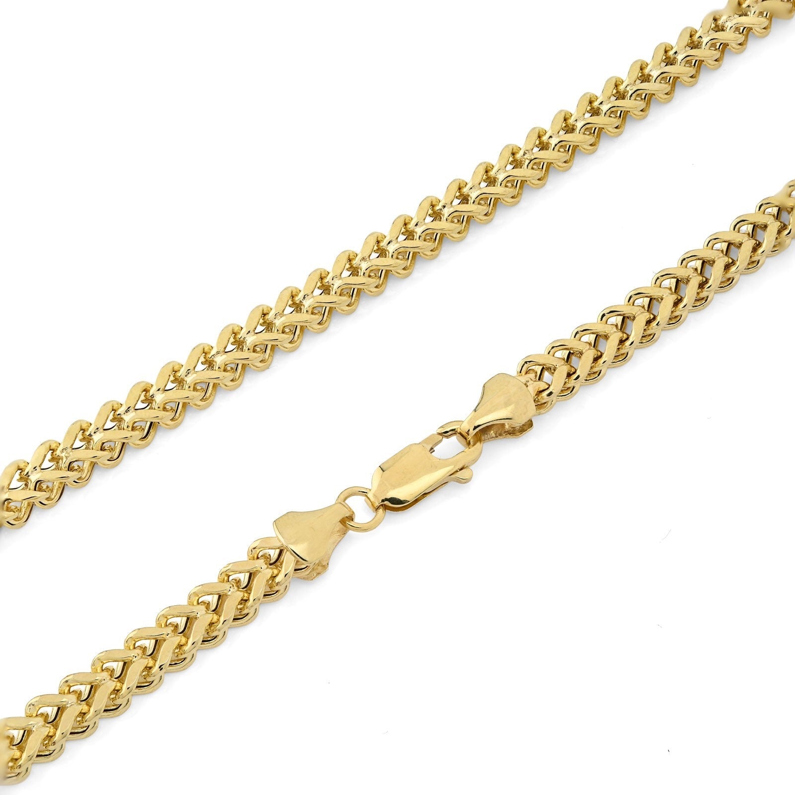 4MM Franco Chain Real 1/10th 10k Yellow Gold Bonded 925 Silver 18 Inch Neckalce - Elite Jewelers - Necklaces & Chains
