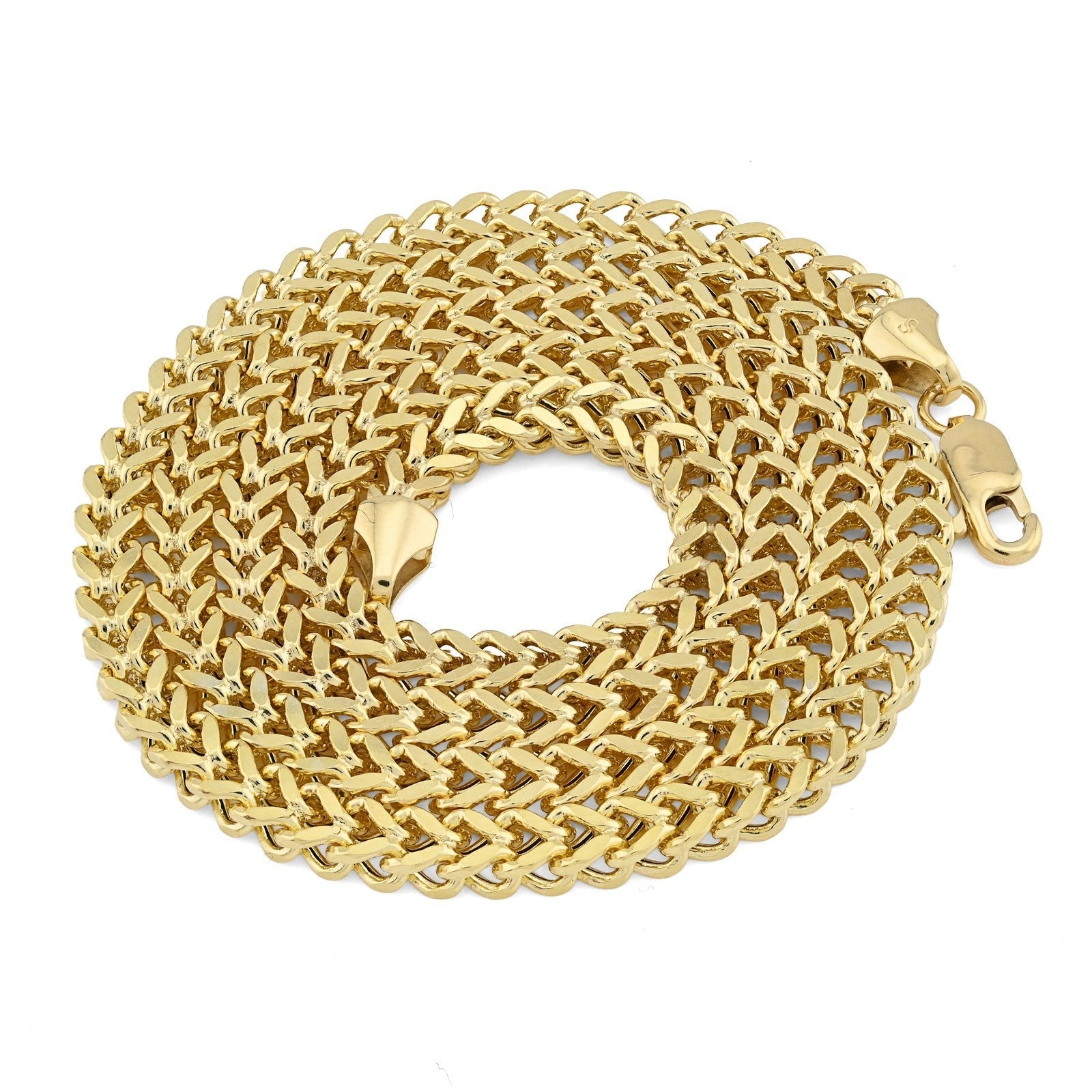 4MM Mens Franco Chain 14.3gms Necklace 1/10th 10k Gold Bonded 925 Silver 22 Inch - Elite Jewelers - Necklaces & Chains