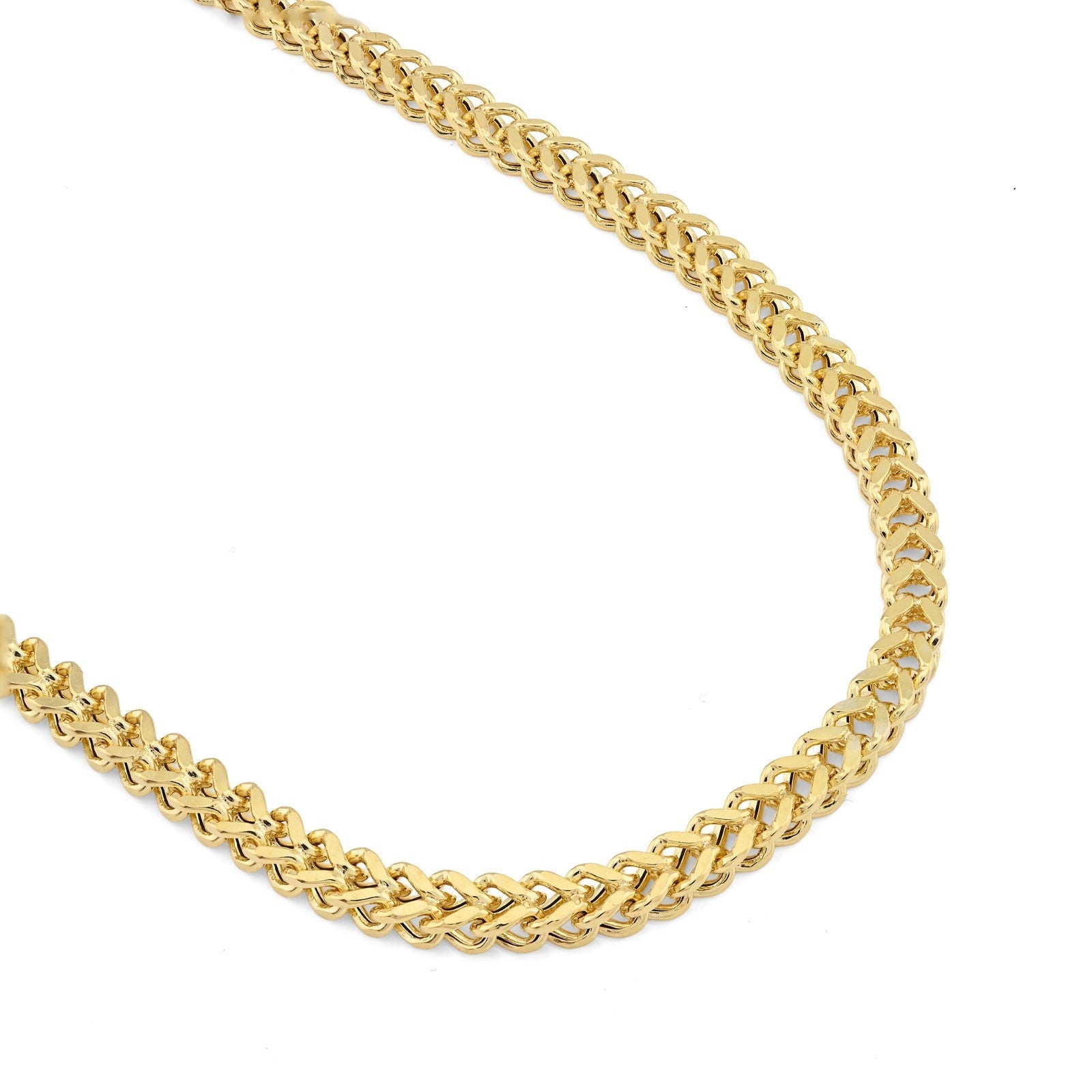 4MM Mens Franco Chain 14.3gms Necklace 1/10th 10k Gold Bonded 925 Silver 22 Inch - Elite Jewelers - Necklaces & Chains
