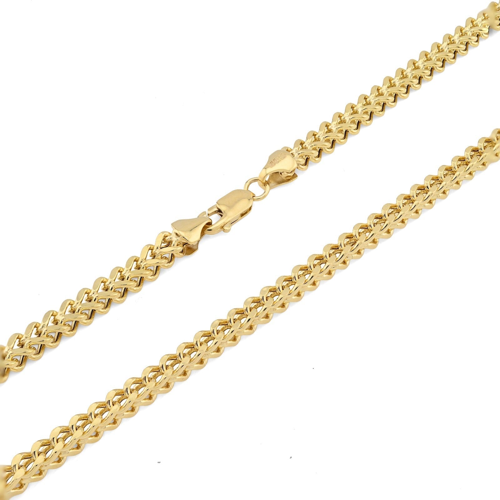 4MM Mens Franco Chain 14.3gms Necklace 1/10th 10k Gold Bonded 925 Silver 22 Inch - Elite Jewelers - Necklaces & Chains