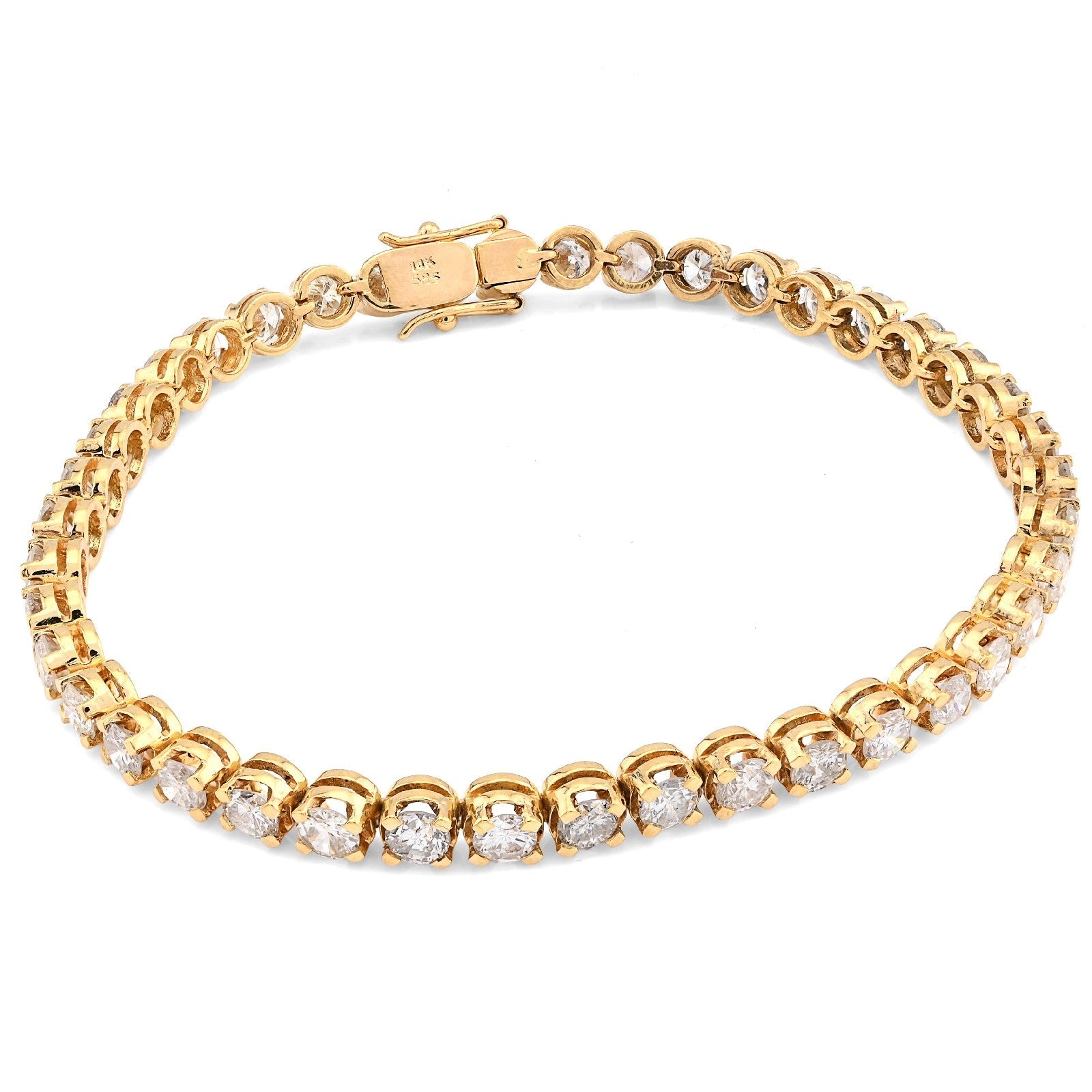 4MM Pure 14k Yellow Gold 10.4gms 6.1CTW Natural Diamond Tennis Bracelet 7 Inches - Elite Jewelers - Bracelets