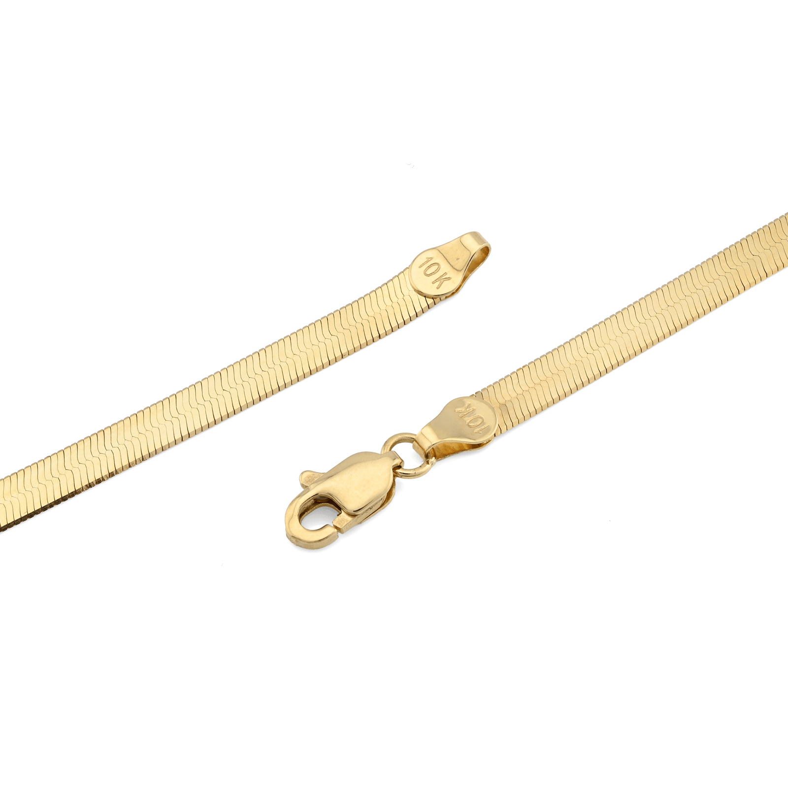 4MM Unisex 10k Yellow Gold 8.8 grams Flat Heringbone Chain Necklace 22 Inches - Elite Jewelers - Necklaces & Chains