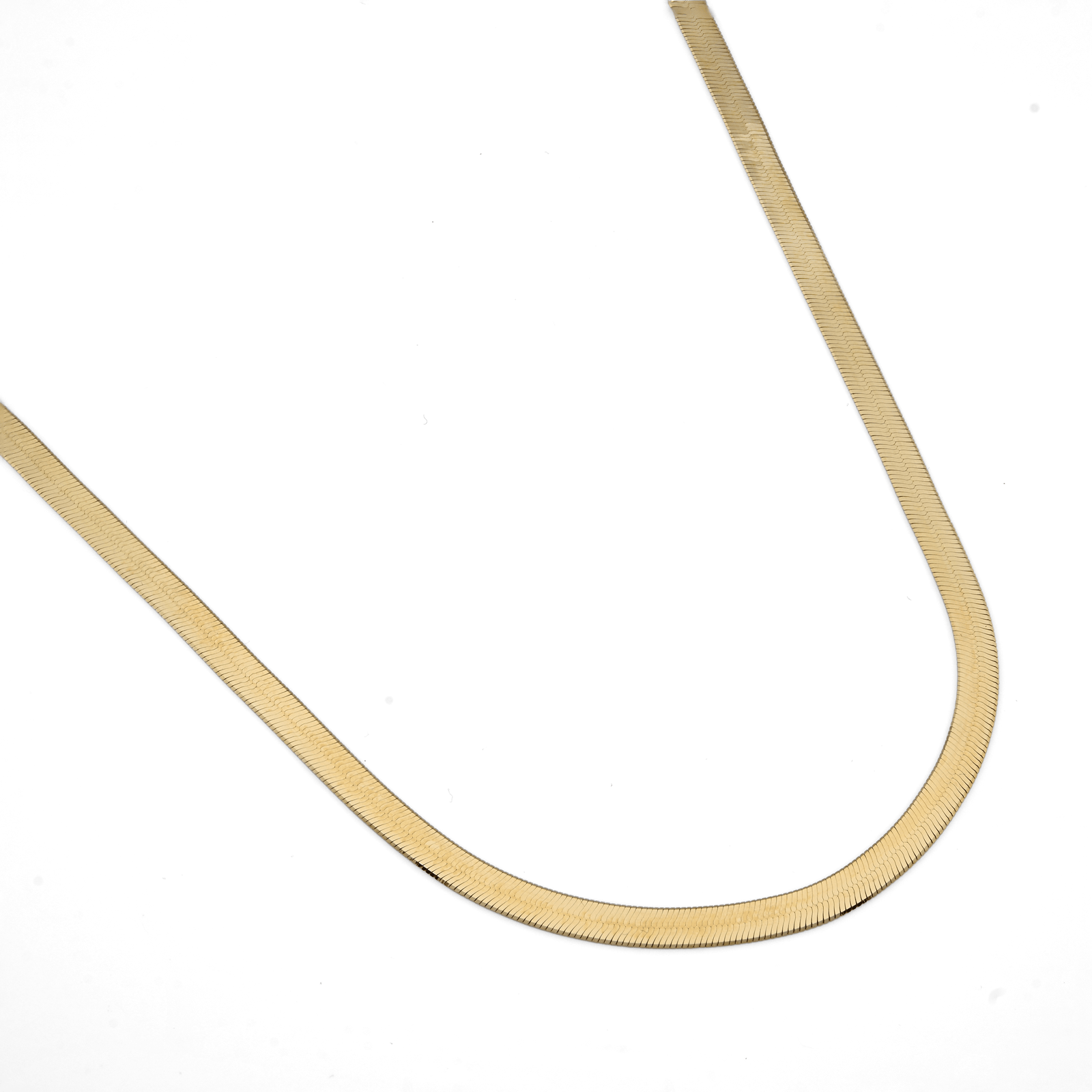 4MM Unisex 10k Yellow Gold 8.8 grams Flat Heringbone Chain Necklace 22 Inches - Elite Jewelers - Necklaces & Chains