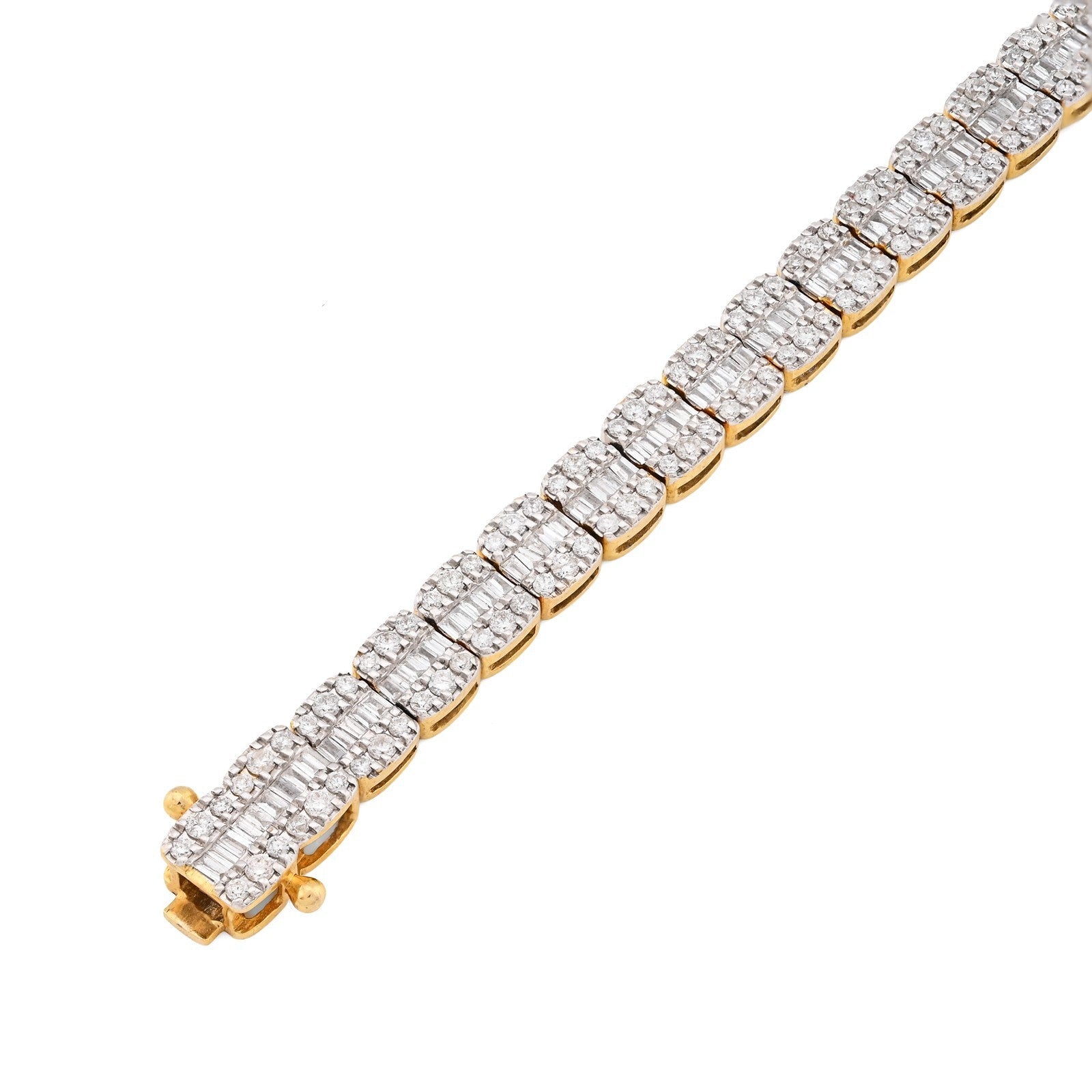 5.5MM 10k Yellow Gold 15.2gm 3.72CTW Round/Baguette Pure Diamond Tennis Bracelet - Elite Jewelers - Bracelets