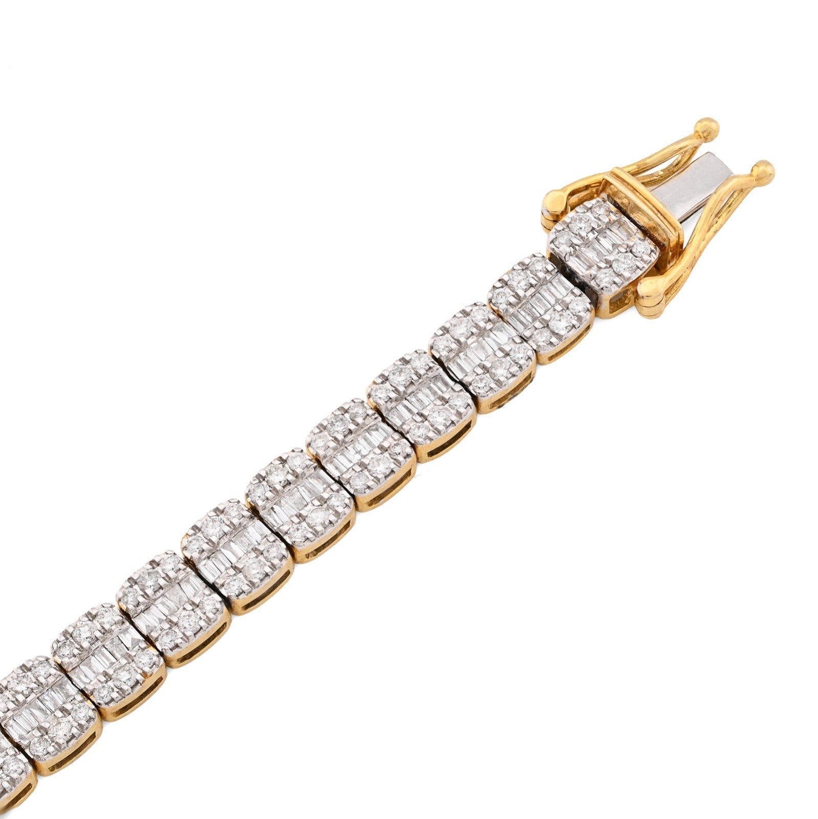 5.5MM 10k Yellow Gold 15.2gm 3.72CTW Round/Baguette Pure Diamond Tennis Bracelet - Elite Jewelers - Bracelets
